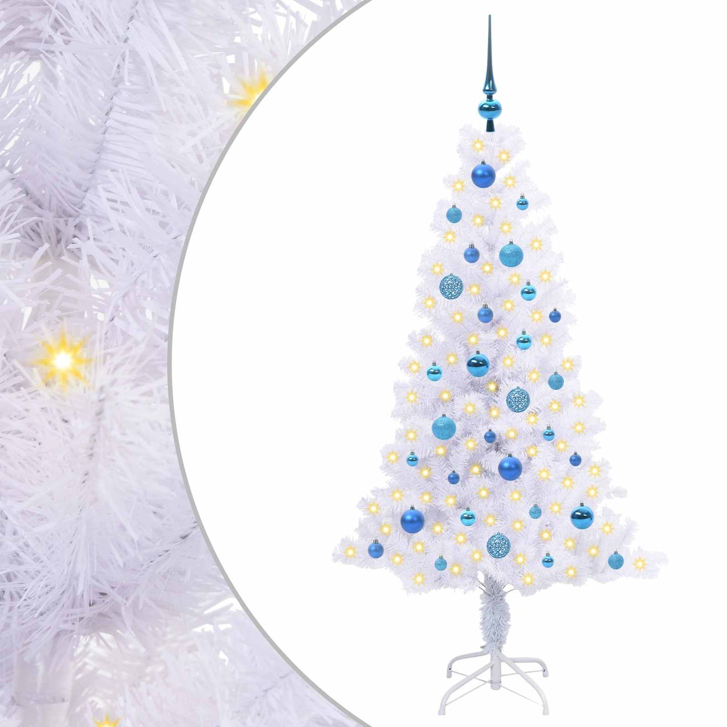 Kunstigt juletræ med 150 LED'er Hvid 150 cm PVC og Stål