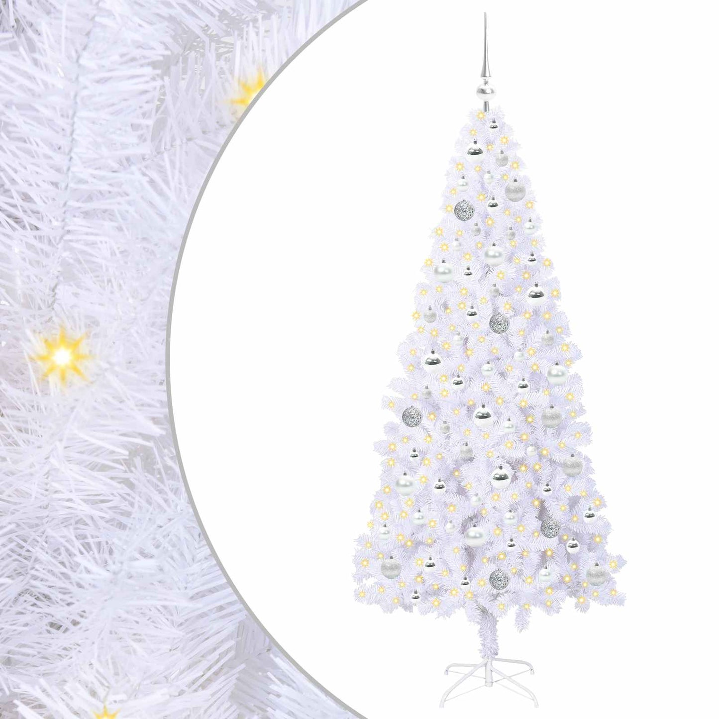 Kunstigt juletræ med 300 LED'er Hvid 180 cm PVC og Stål