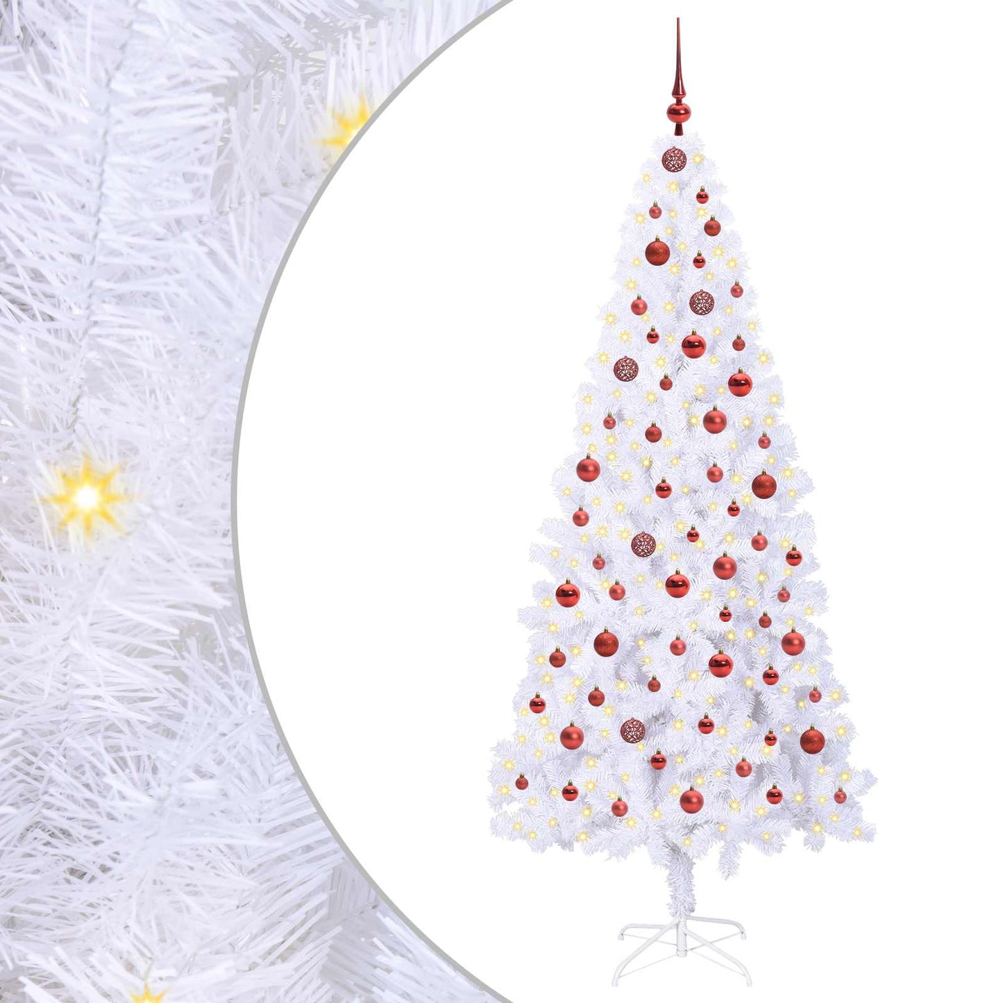 Kunstigt juletræ med 300 LED'er Hvid 210 cm PVC og Stål