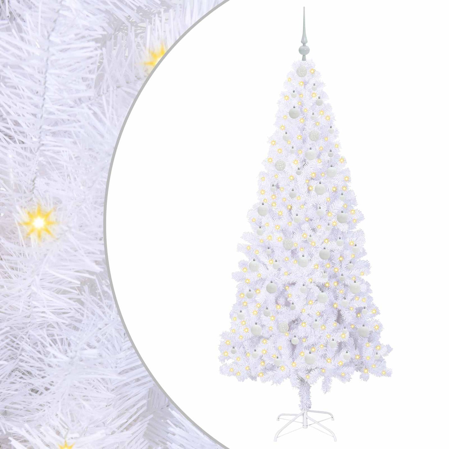Kunstigt juletræ med 300 LED'er Hvid 210 cm PVC og Stål