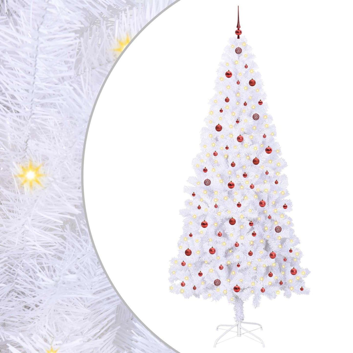 Kunstigt juletræ med 300 LED'er Hvid 240 cm PVC og Stål