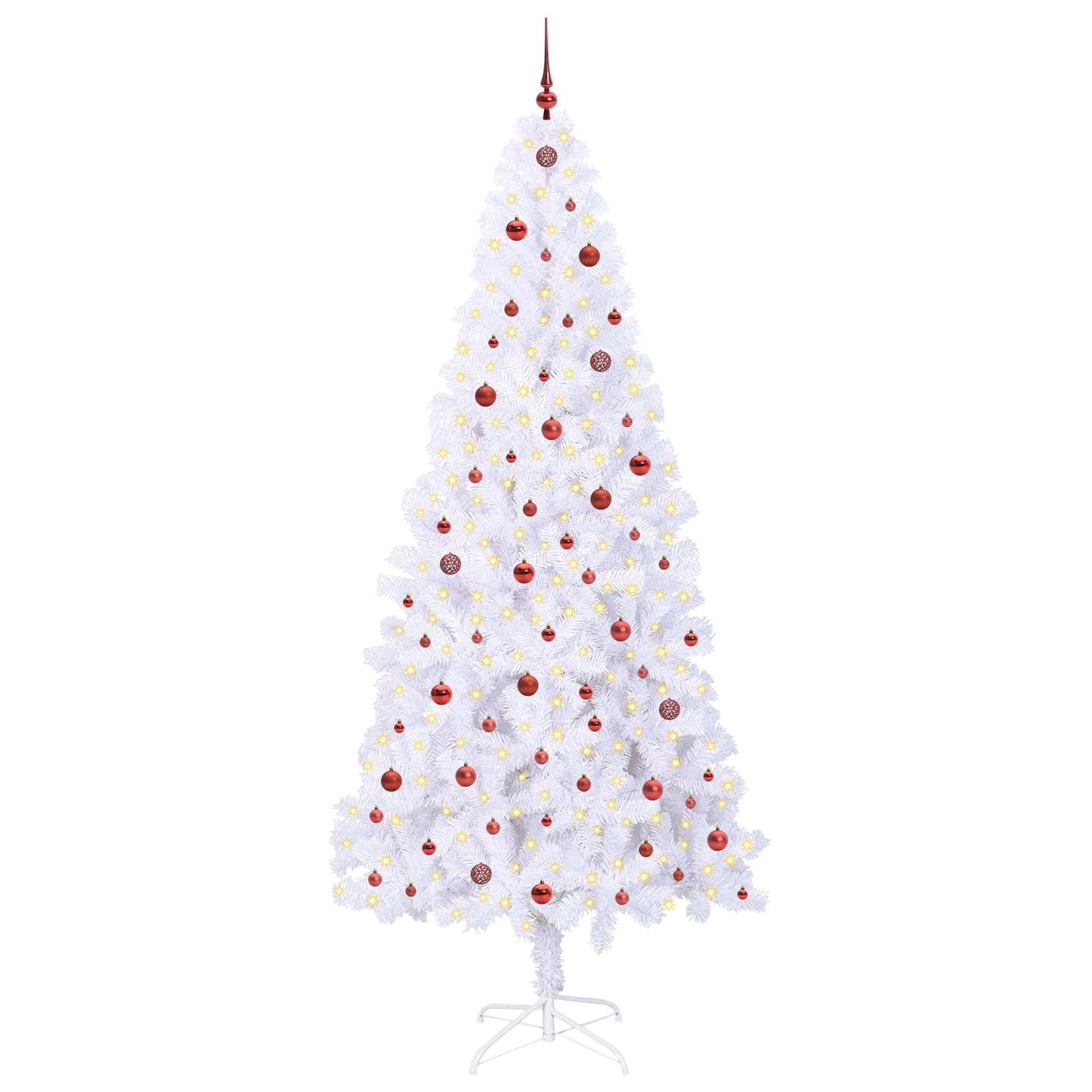 Kunstigt juletræ med 300 LED'er Hvid 240 cm PVC og Stål
