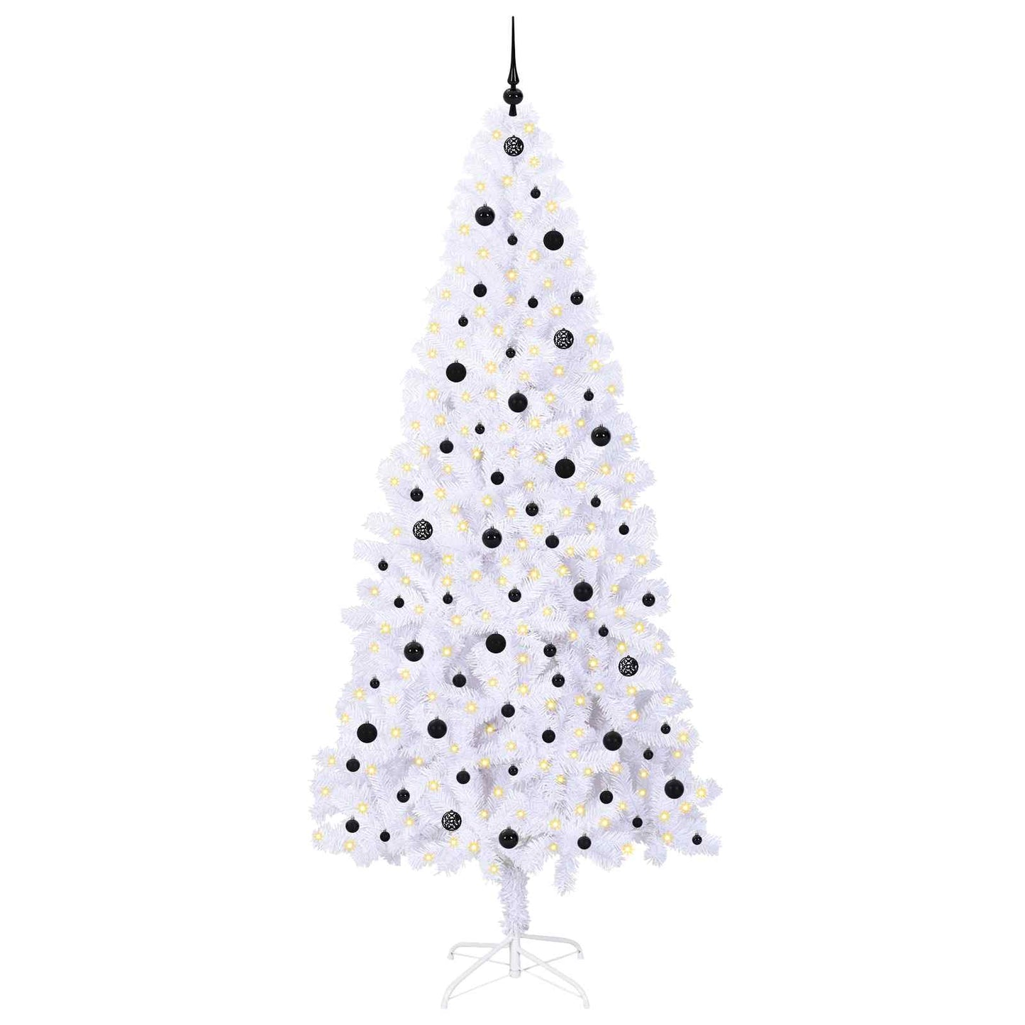 Kunstigt juletræ med 300 LED'er Hvid 240 cm PVC og Stål