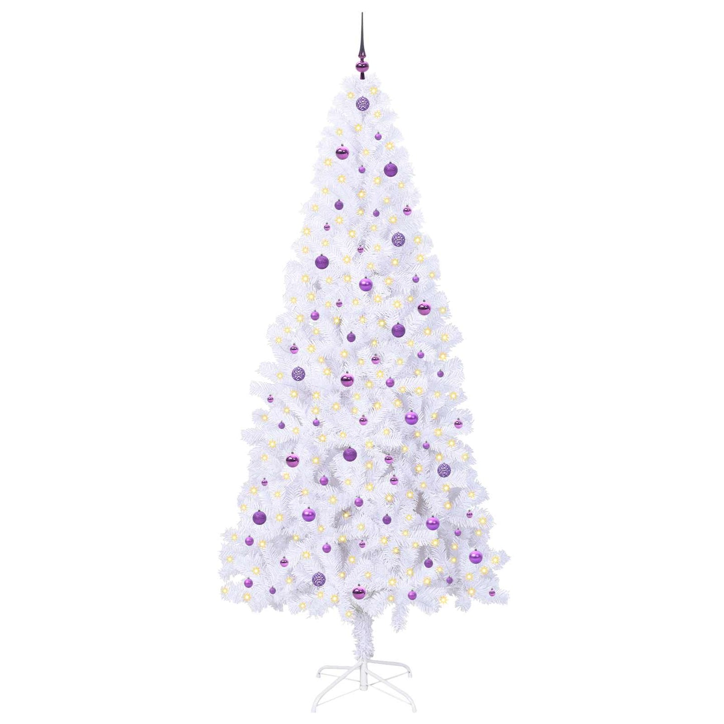 Kunstigt juletræ med 300 LED'er Hvid 240 cm PVC og Stål