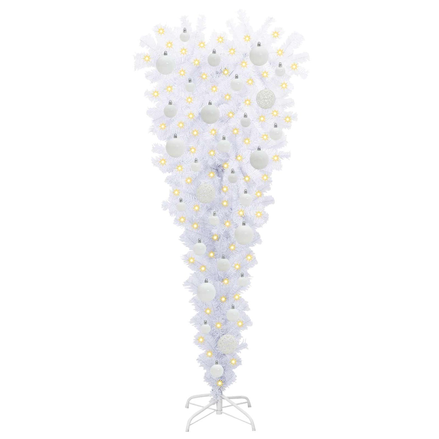Kunstigt juletræ med 150 LED'er Hvid 120 cm PVC og Stål