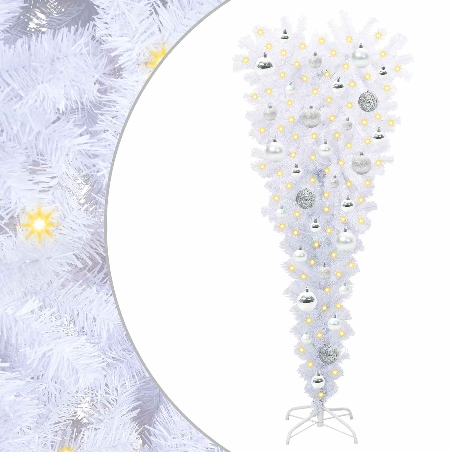 Kunstigt juletræ med 150 LED'er Hvid 120 cm PVC og Stål