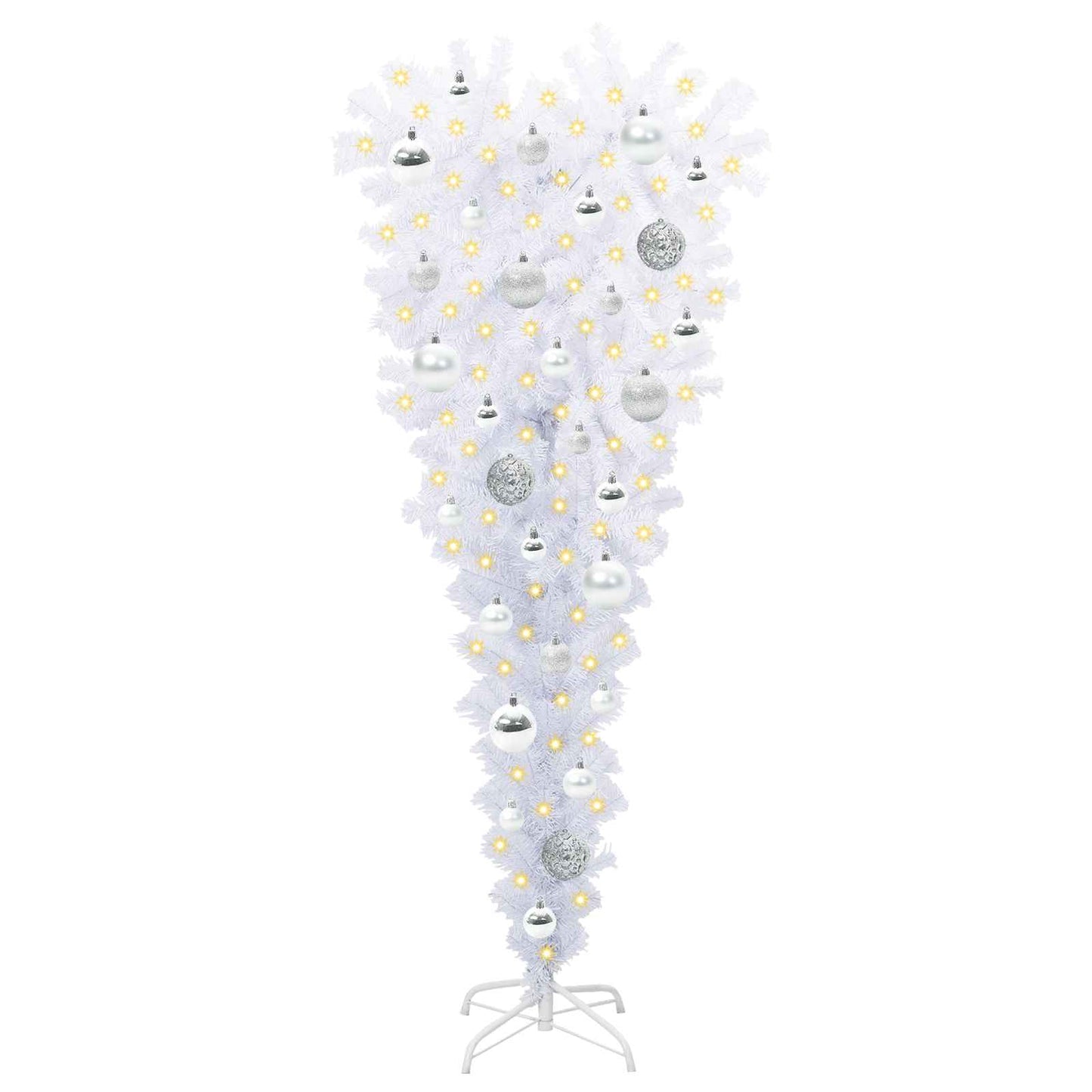 Kunstigt juletræ med 150 LED'er Hvid 120 cm PVC og Stål