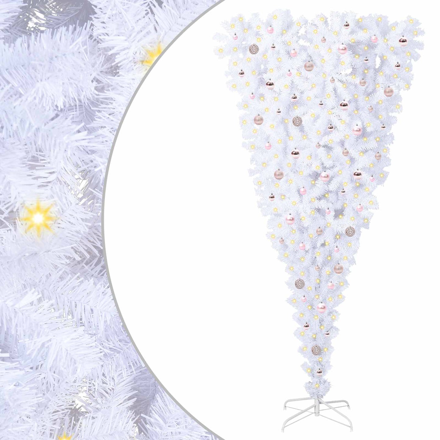 Kunstigt juletræ med 300 LED'er Hvid 240 cm PVC og Stål