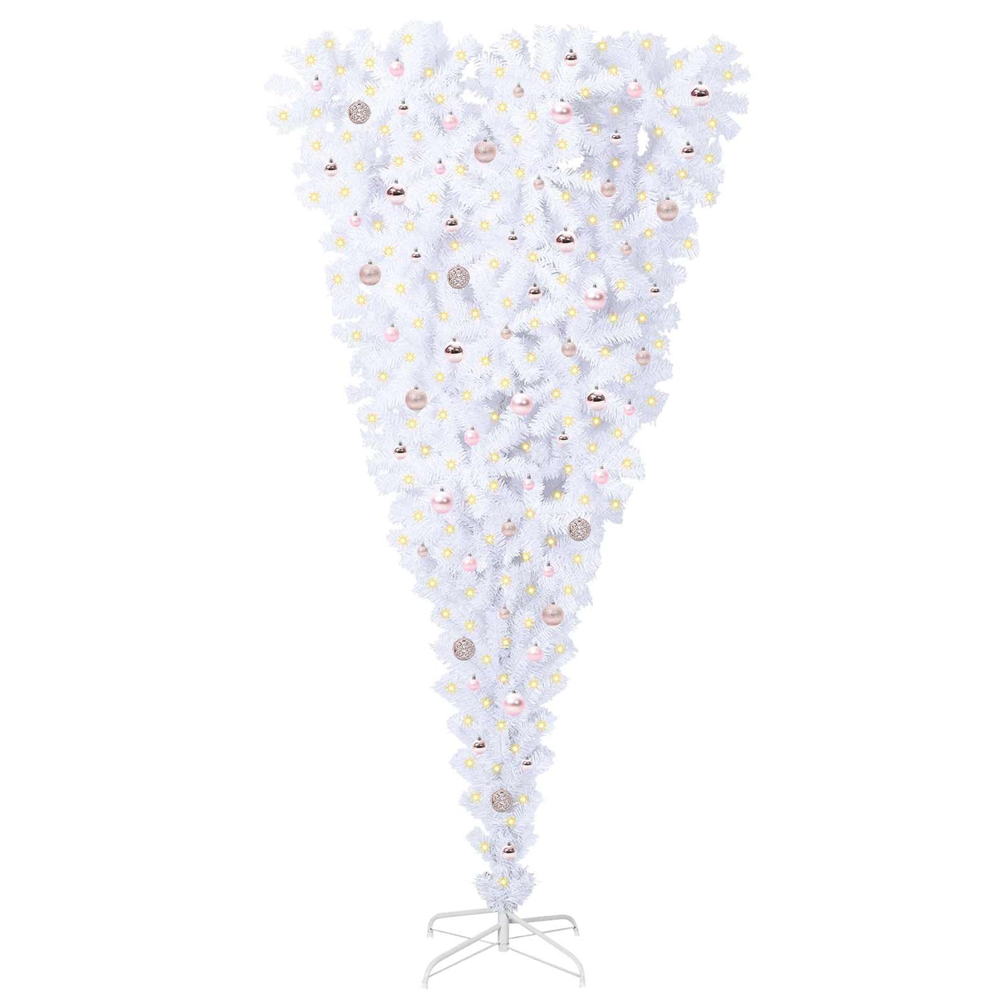 Kunstigt juletræ med 300 LED'er Hvid 240 cm PVC og Stål