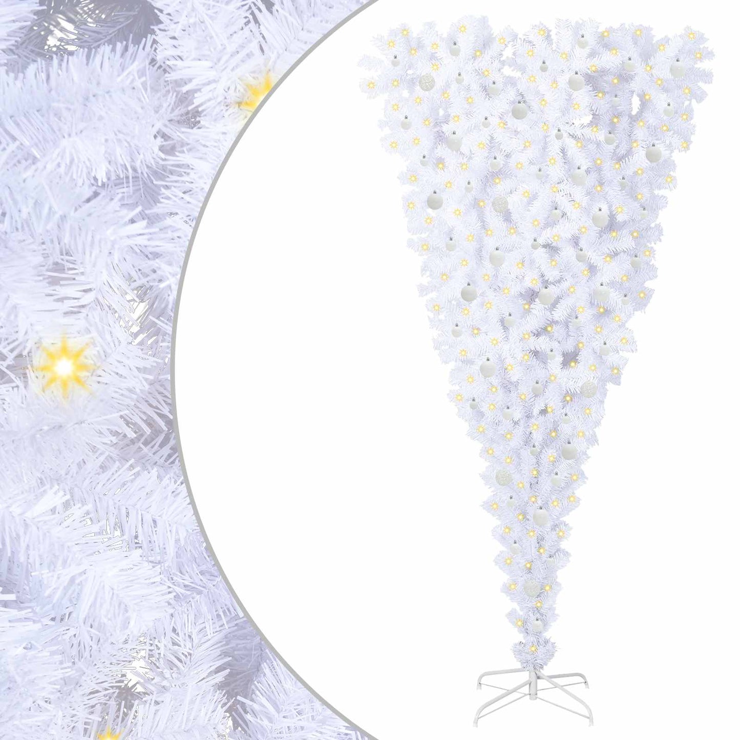 Kunstigt juletræ med 300 LED'er Hvid 240 cm PVC og Stål