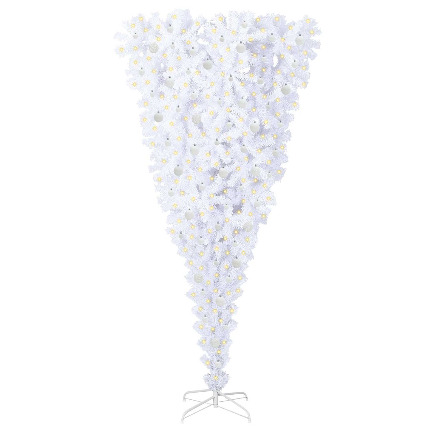 Kunstigt juletræ med 300 LED'er Hvid 240 cm PVC og Stål