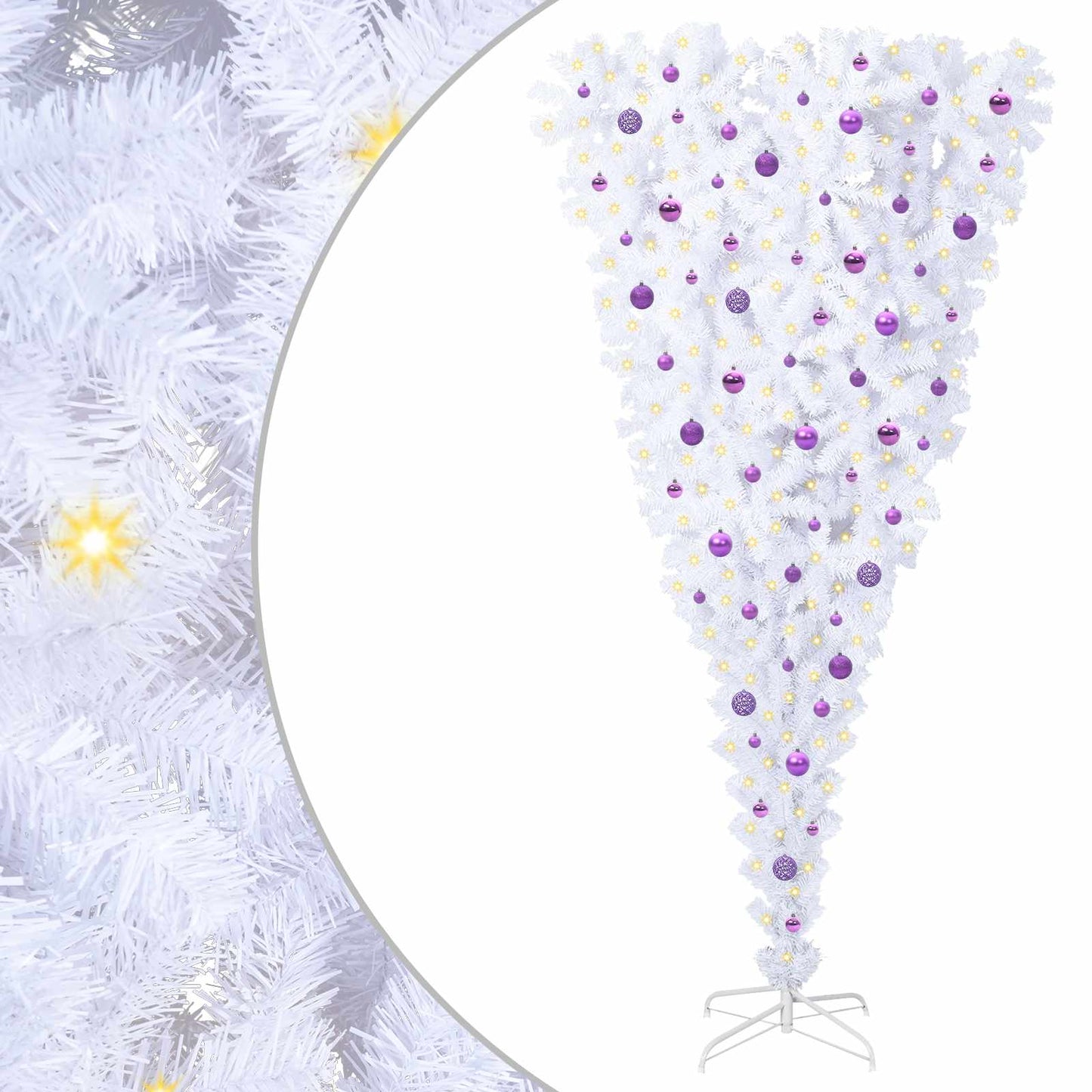 Kunstigt juletræ med 300 LED'er Hvid 240 cm PVC og Stål