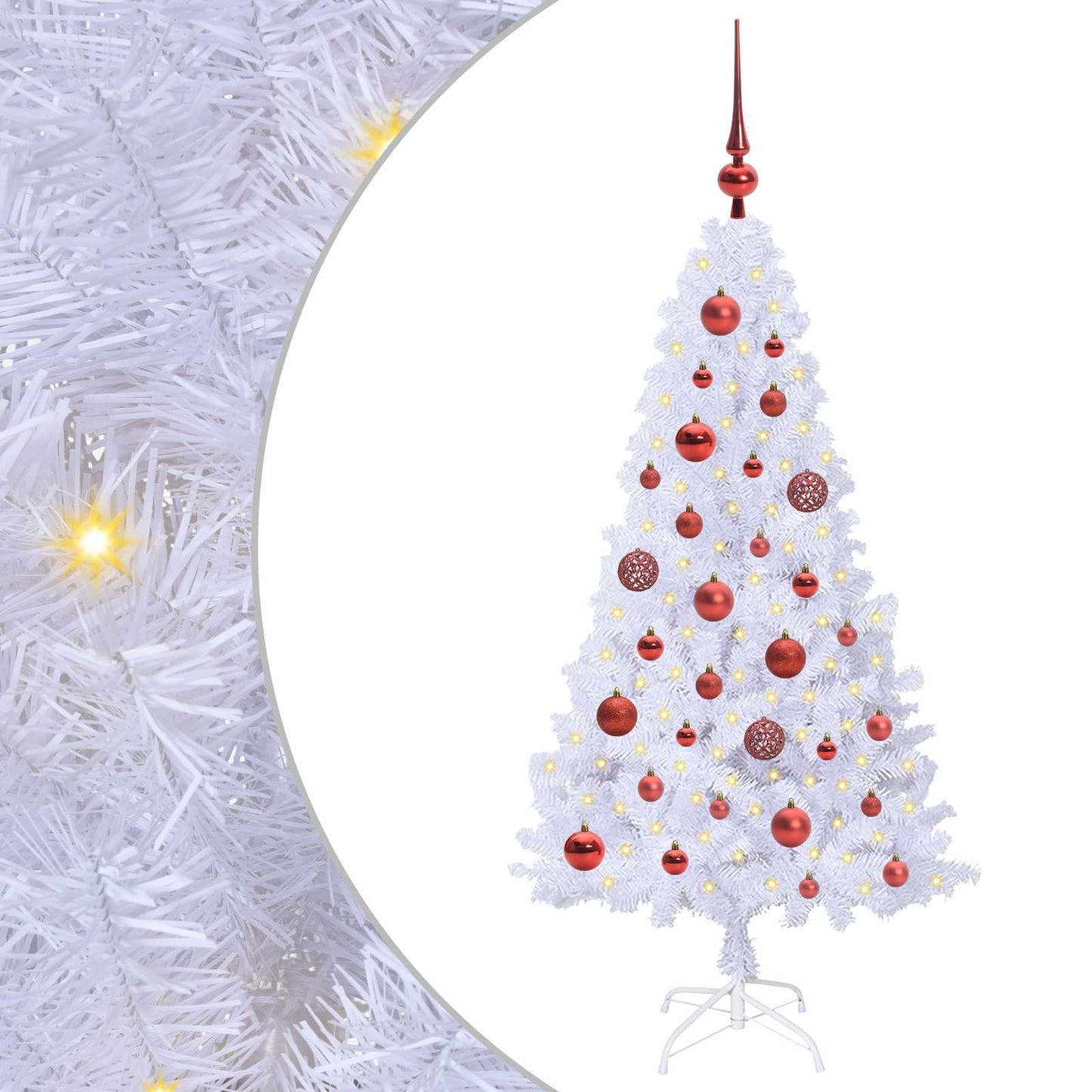 Kunstigt juletræ med 150 LED'er Hvid 120 cm PVC og Stål