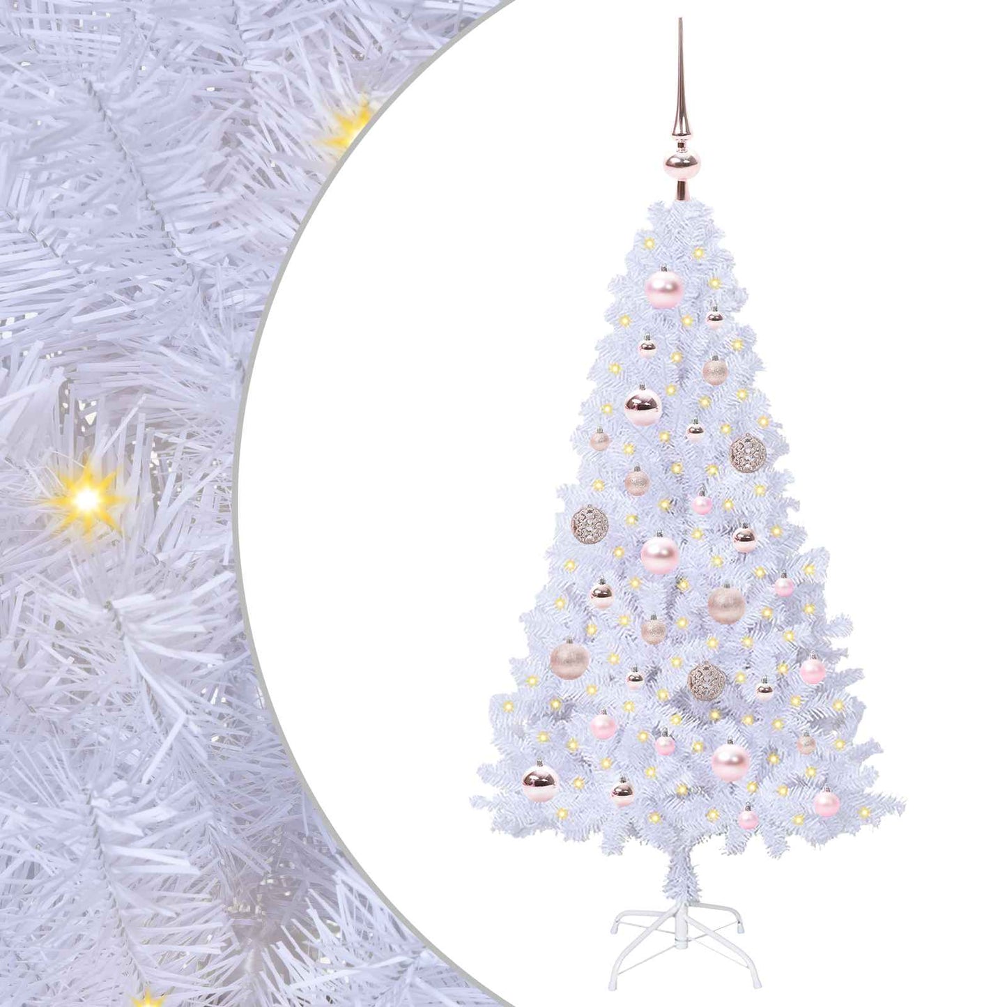 Kunstigt juletræ med 150 LED'er Hvid 120 cm PVC og Stål