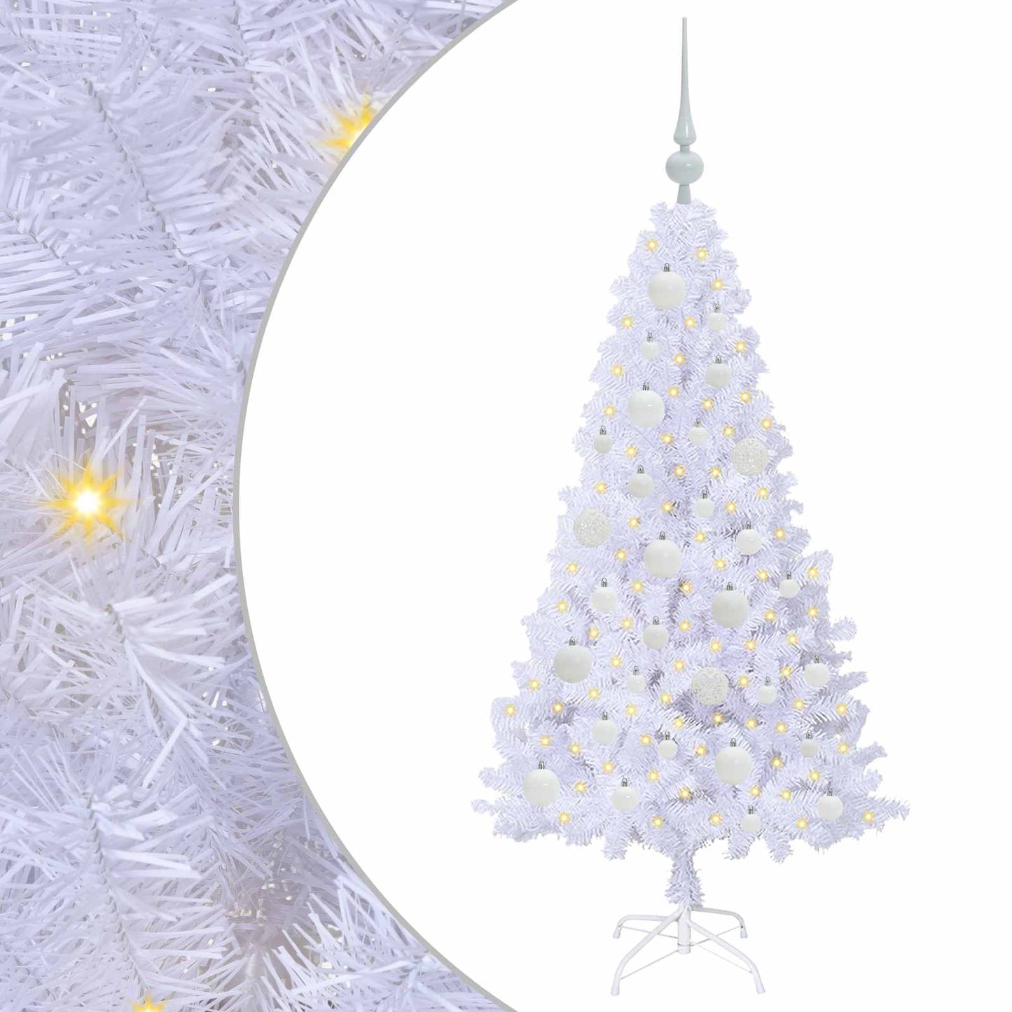 Kunstigt juletræ med 150 LED'er Hvid 120 cm PVC og Stål