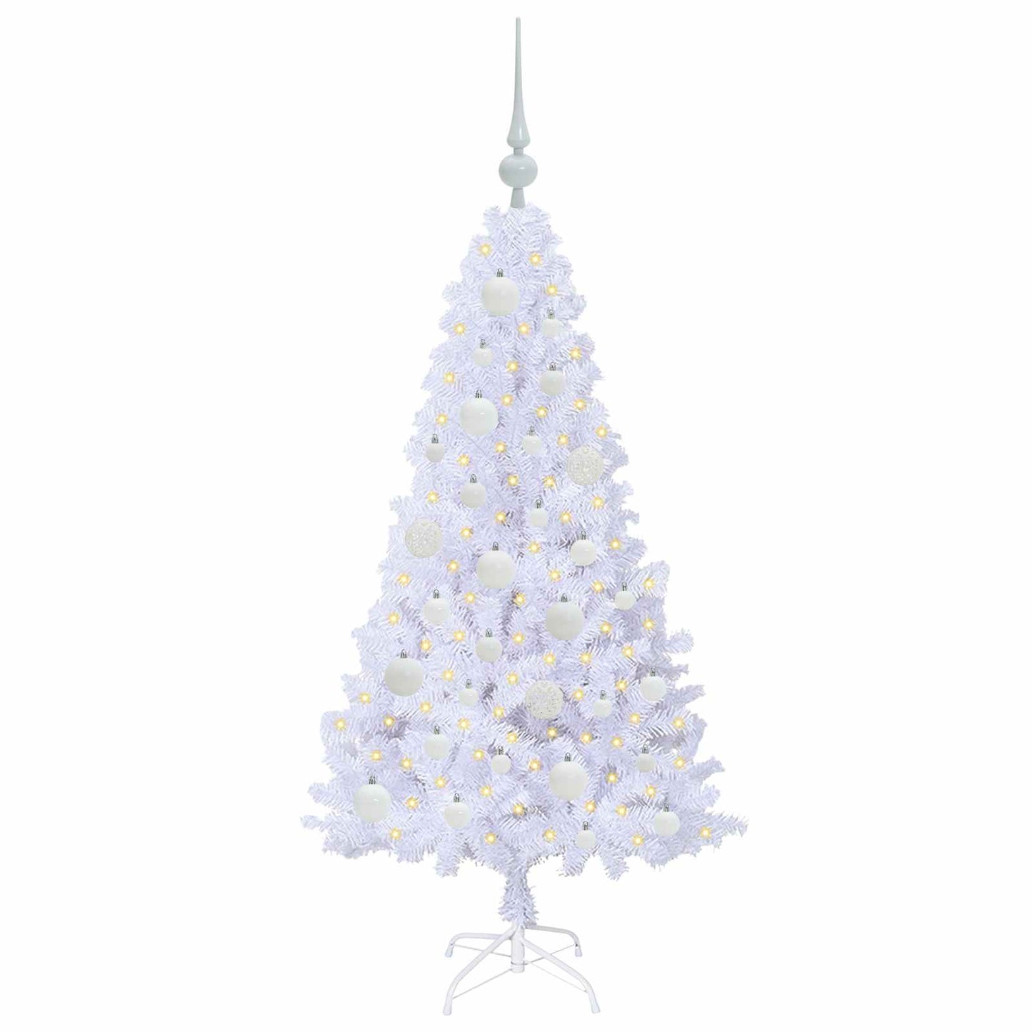 Kunstigt juletræ med 150 LED'er Hvid 120 cm PVC og Stål