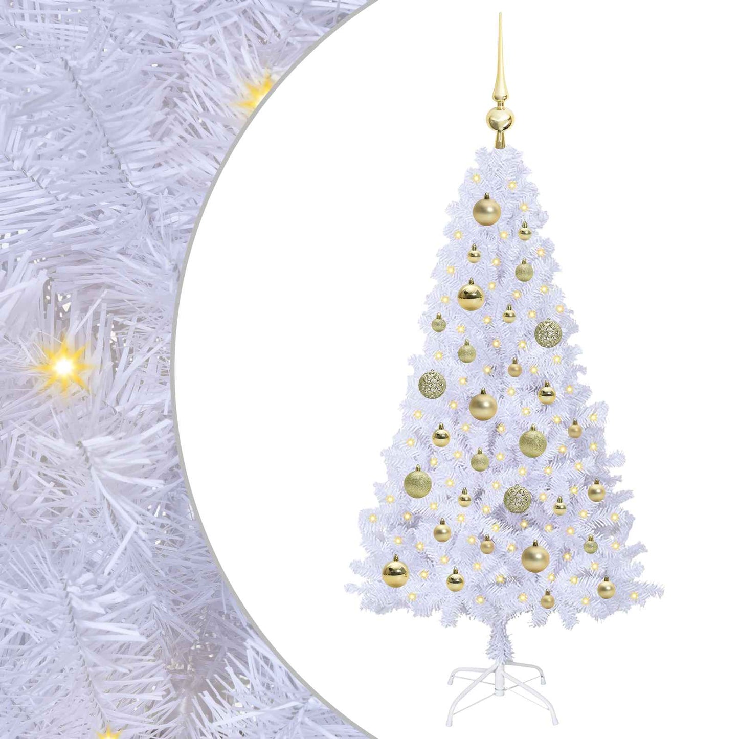 Kunstigt juletræ med 150 LED'er Hvid 120 cm PVC og Stål