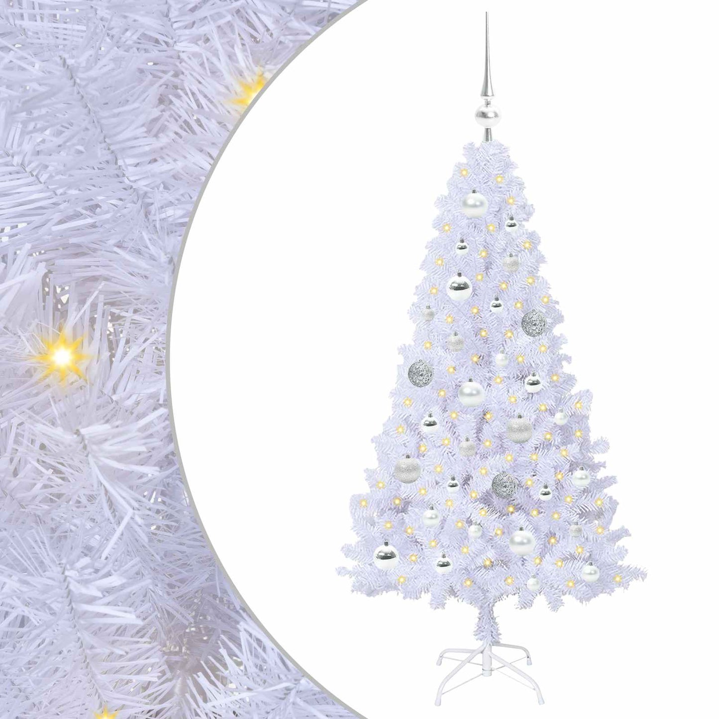 Kunstigt juletræ med 150 LED'er Hvid 120 cm PVC og Stål
