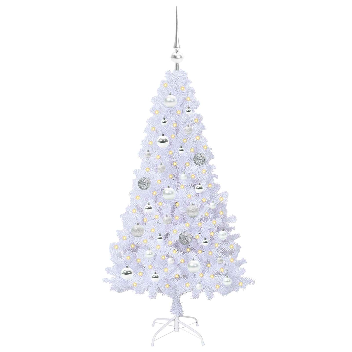 Kunstigt juletræ med 150 LED'er Hvid 120 cm PVC og Stål