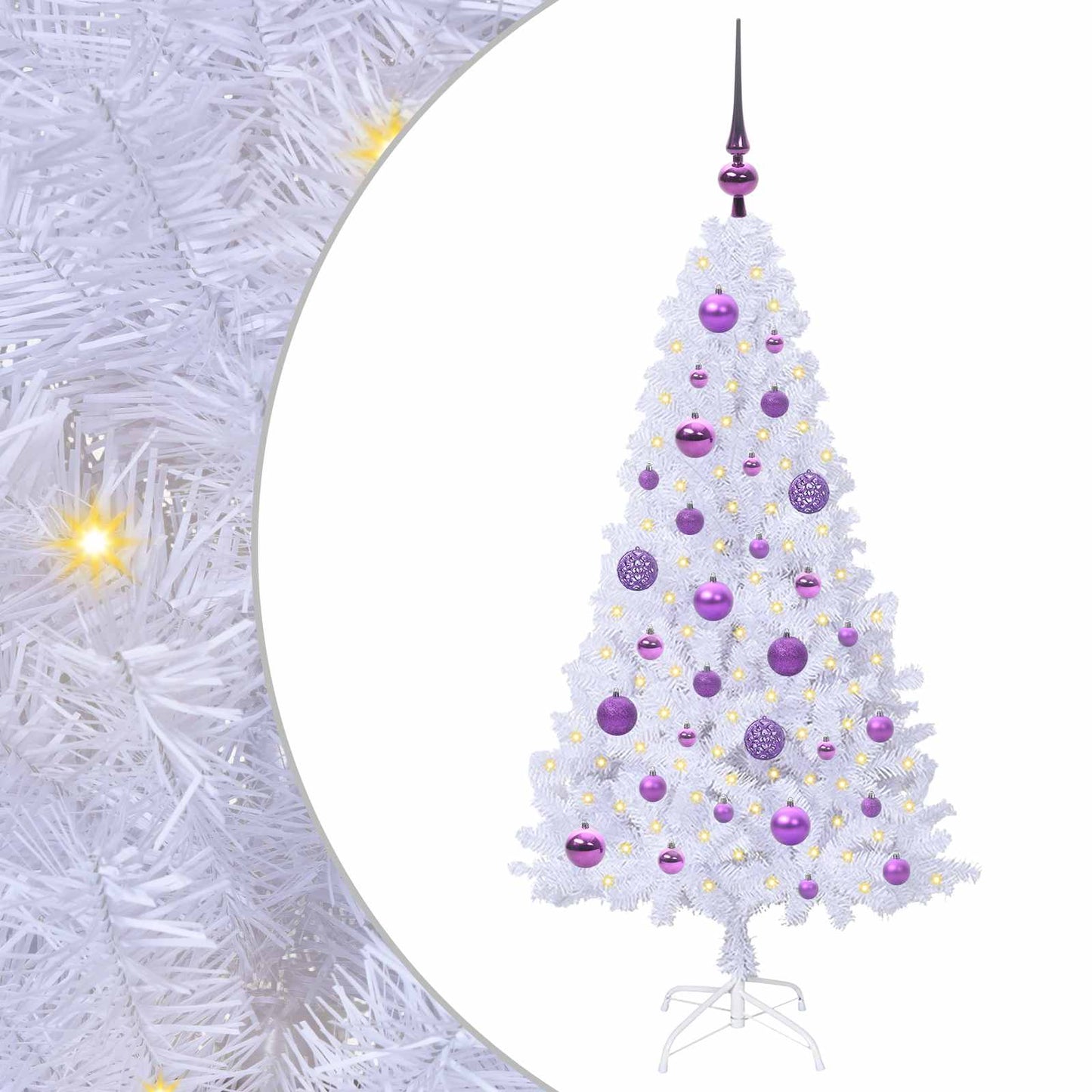 Kunstigt juletræ med 150 LED'er Hvid 120 cm PVC og Stål