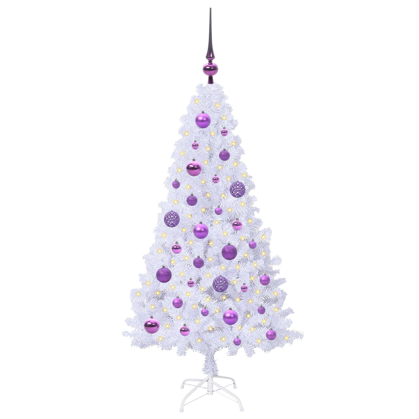 Kunstigt juletræ med 150 LED'er Hvid 120 cm PVC og Stål