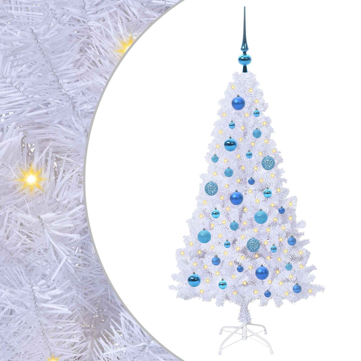 Kunstigt juletræ med 150 LED'er Hvid 120 cm PVC og Stål