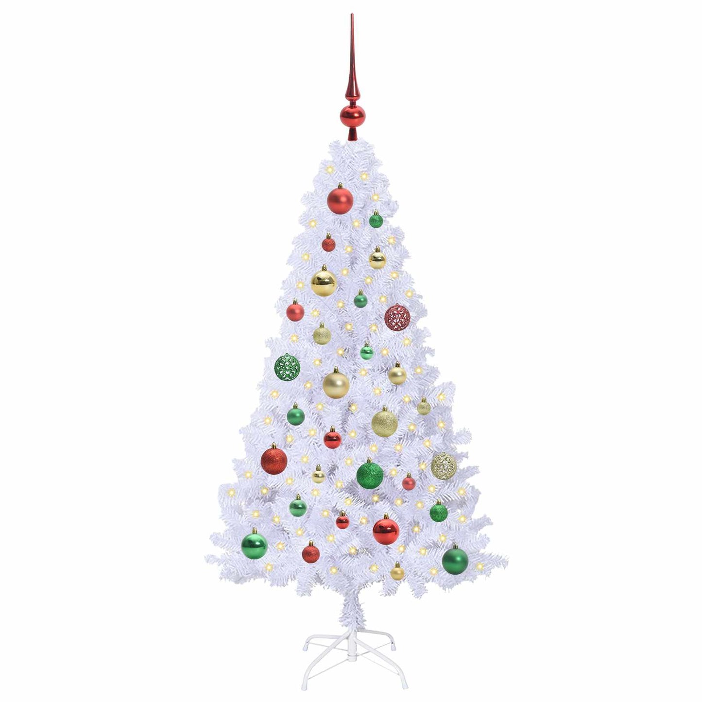 Kunstigt juletræ med 150 LED'er Hvid 120 cm PVC og Stål
