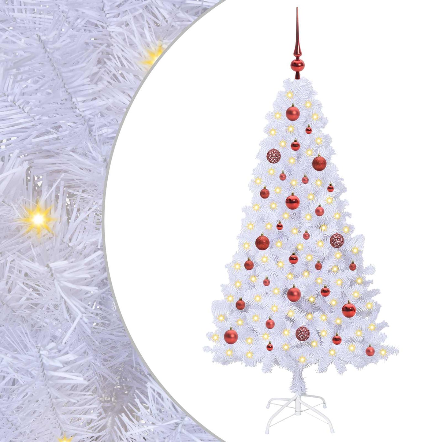 Kunstigt juletræ med 150 LED'er Hvid 150 cm PVC og Stål
