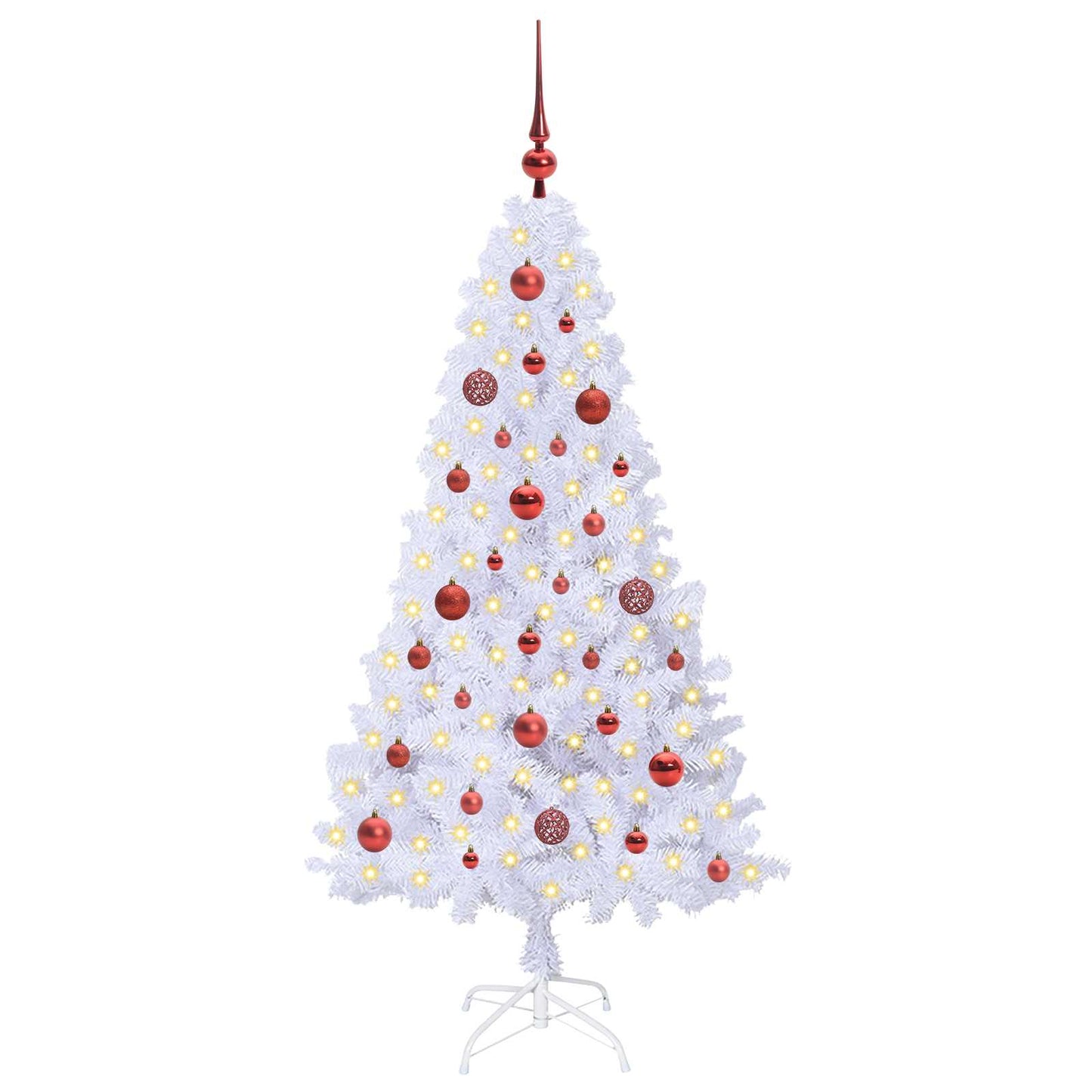 Kunstigt juletræ med 150 LED'er Hvid 150 cm PVC og Stål