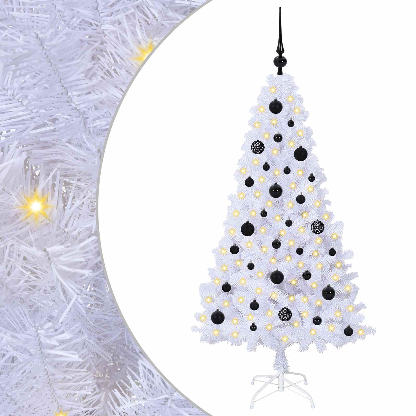 Kunstigt juletræ med 150 LED'er Hvid 150 cm PVC og Stål