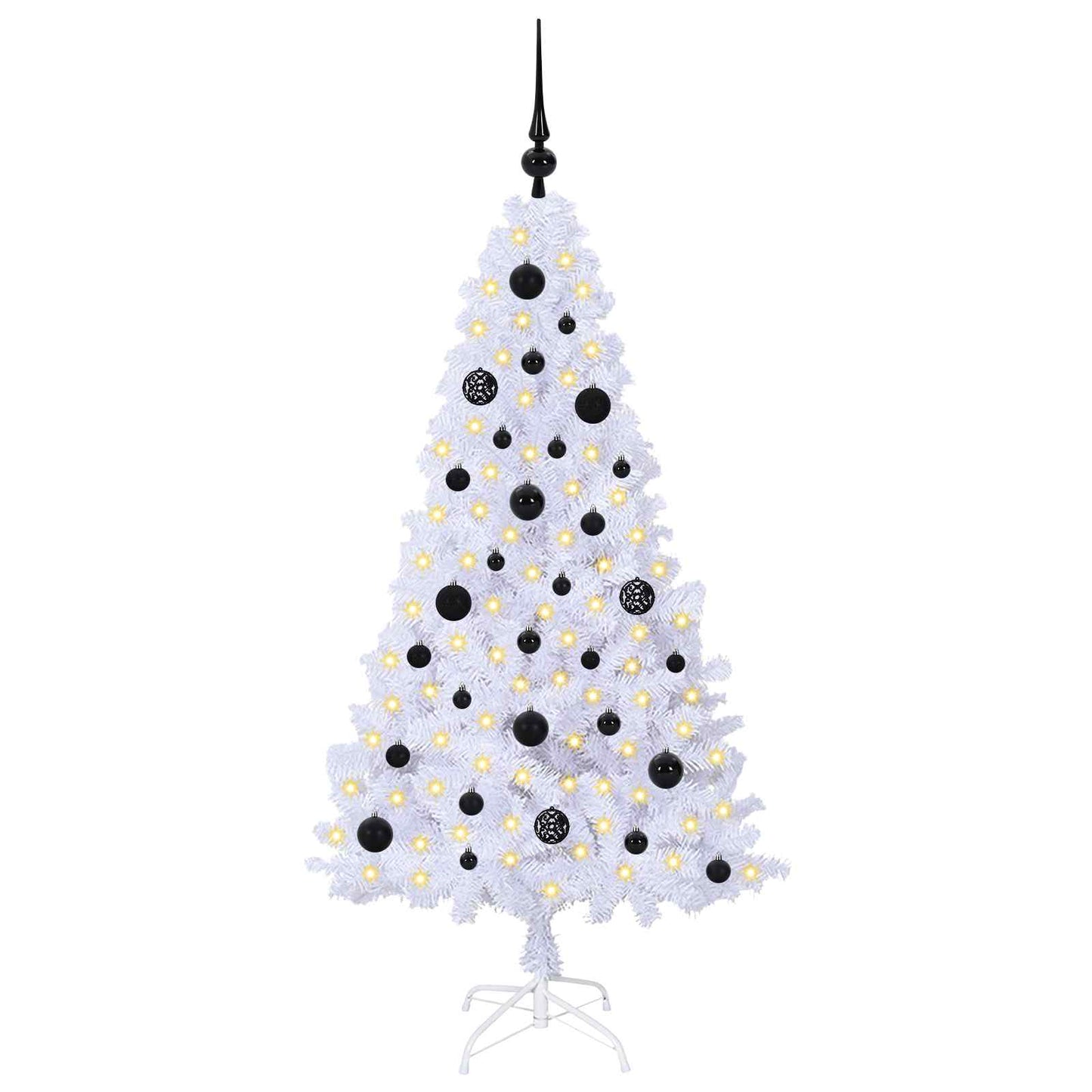 Kunstigt juletræ med 150 LED'er Hvid 150 cm PVC og Stål