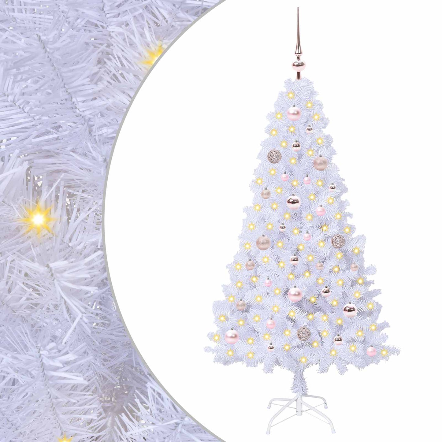 Kunstigt juletræ med 150 LED'er Hvid 150 cm PVC og Stål