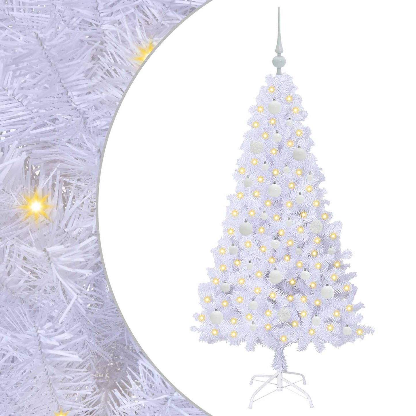 Kunstigt juletræ med 150 LED'er Hvid 150 cm PVC og Stål