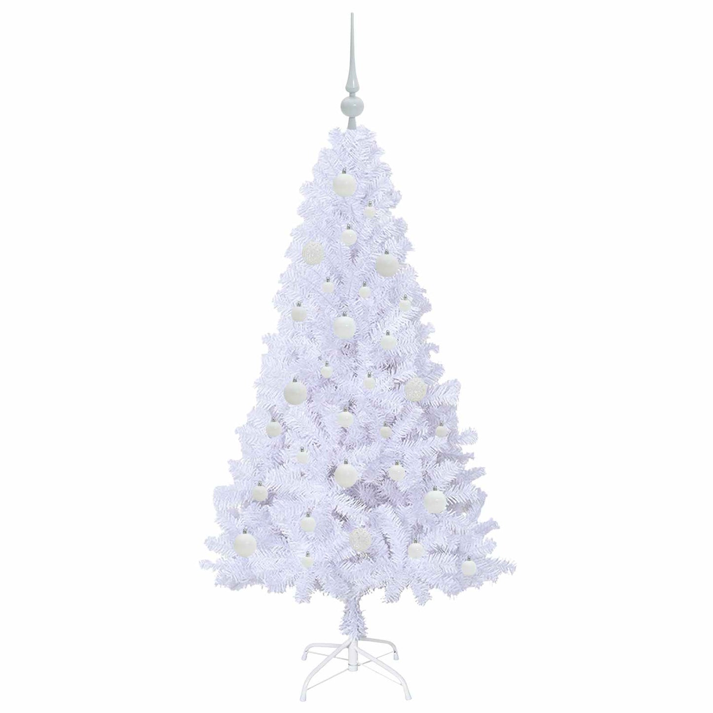 Kunstigt juletræ med 150 LED'er Hvid 150 cm PVC og Stål