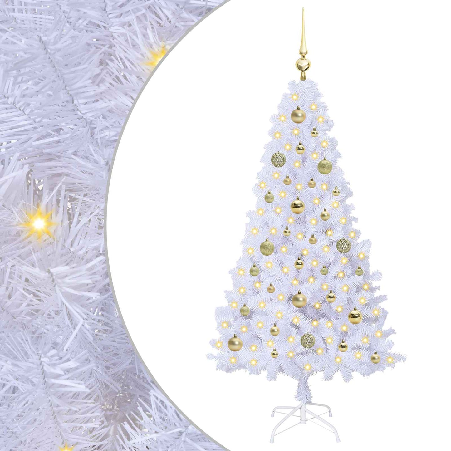 Kunstigt juletræ med 150 LED'er Hvid 150 cm PVC og Stål