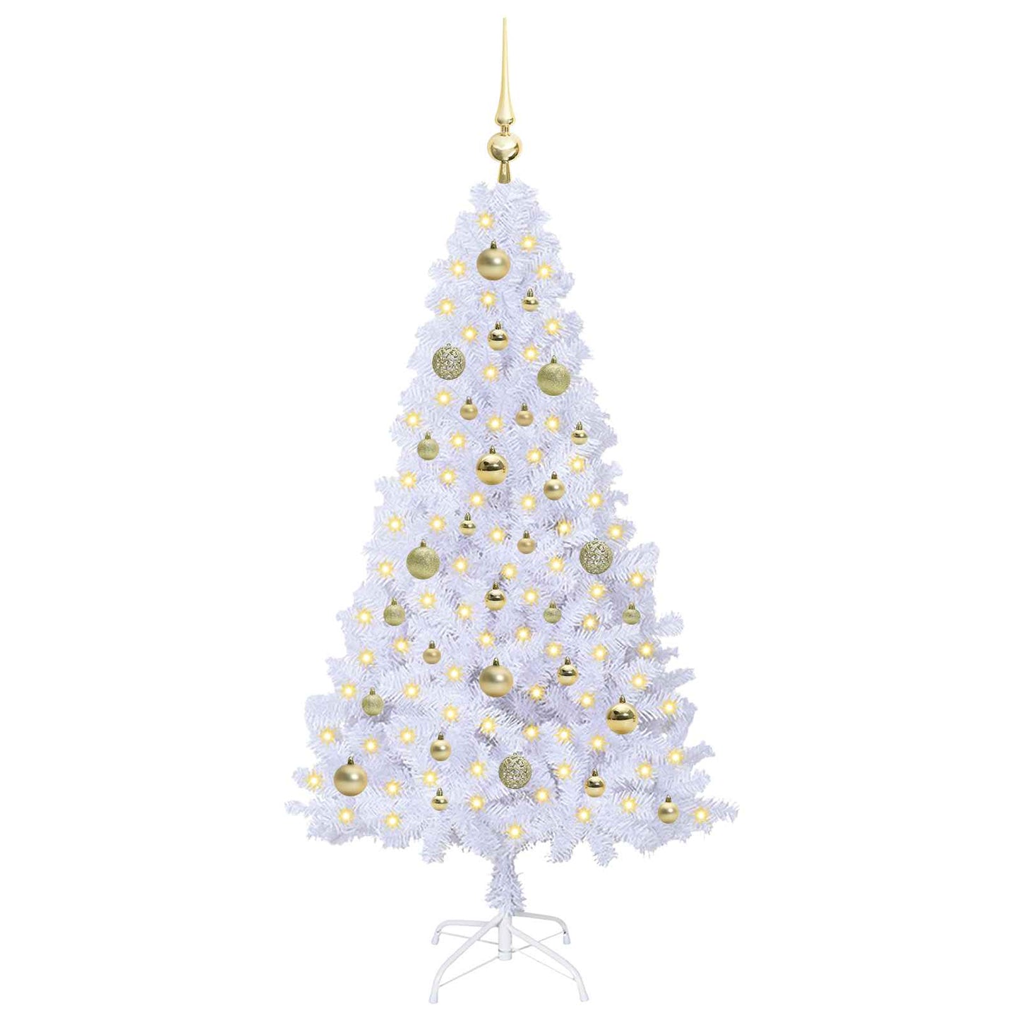 Kunstigt juletræ med 150 LED'er Hvid 150 cm PVC og Stål