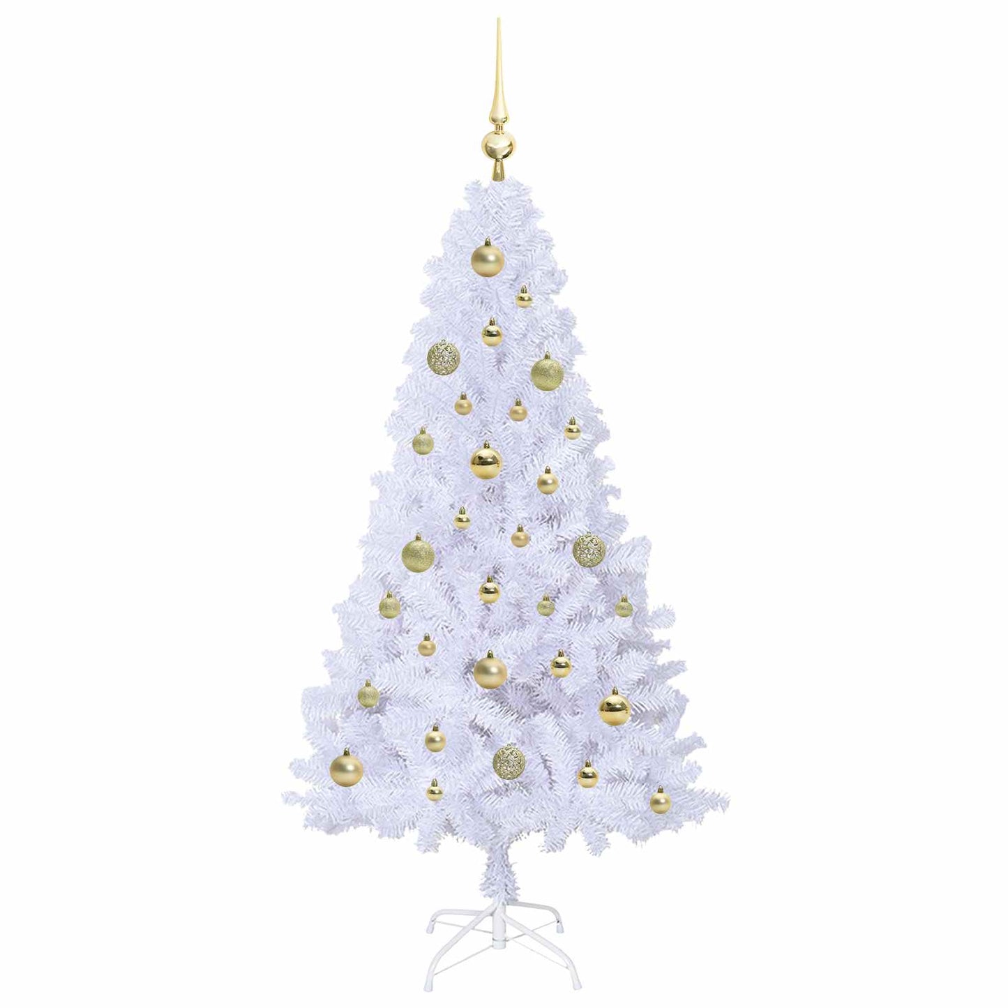 Kunstigt juletræ med 150 LED'er Hvid 150 cm PVC og Stål