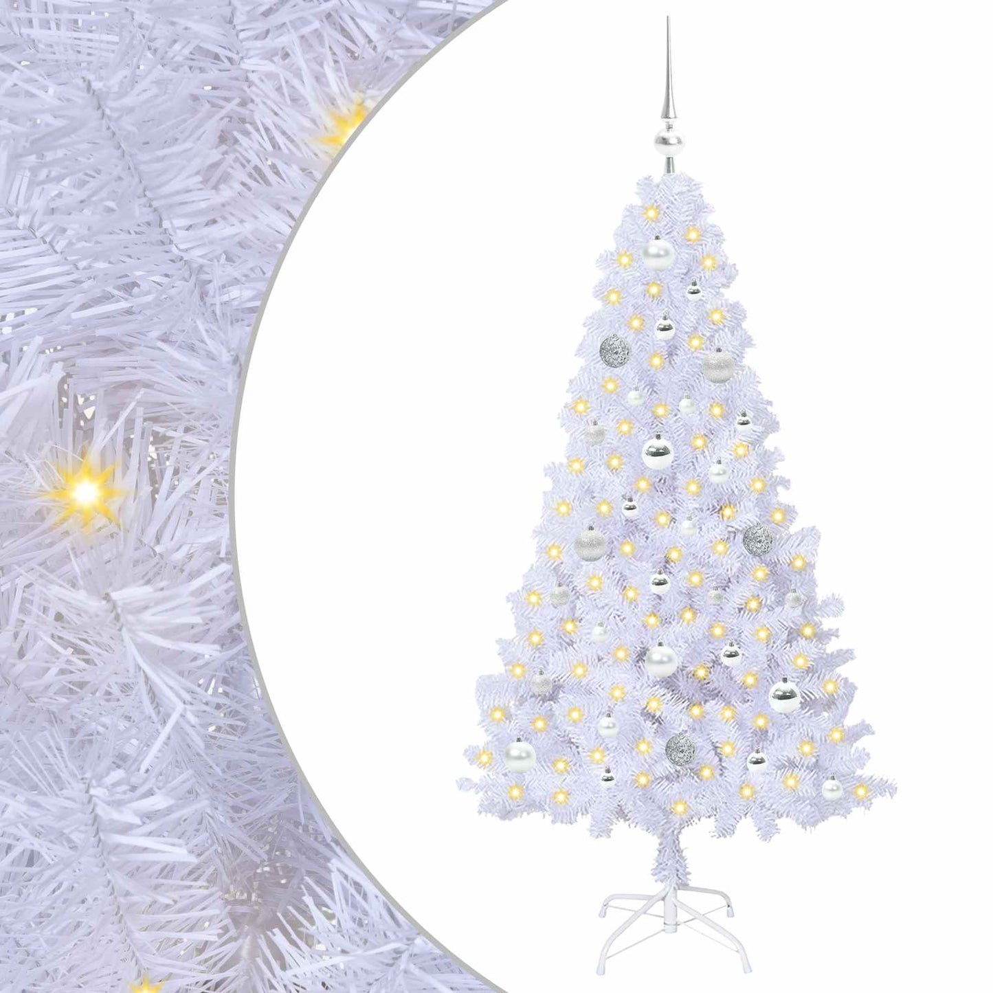 Kunstigt juletræ med 150 LED'er Hvid 150 cm PVC og Stål