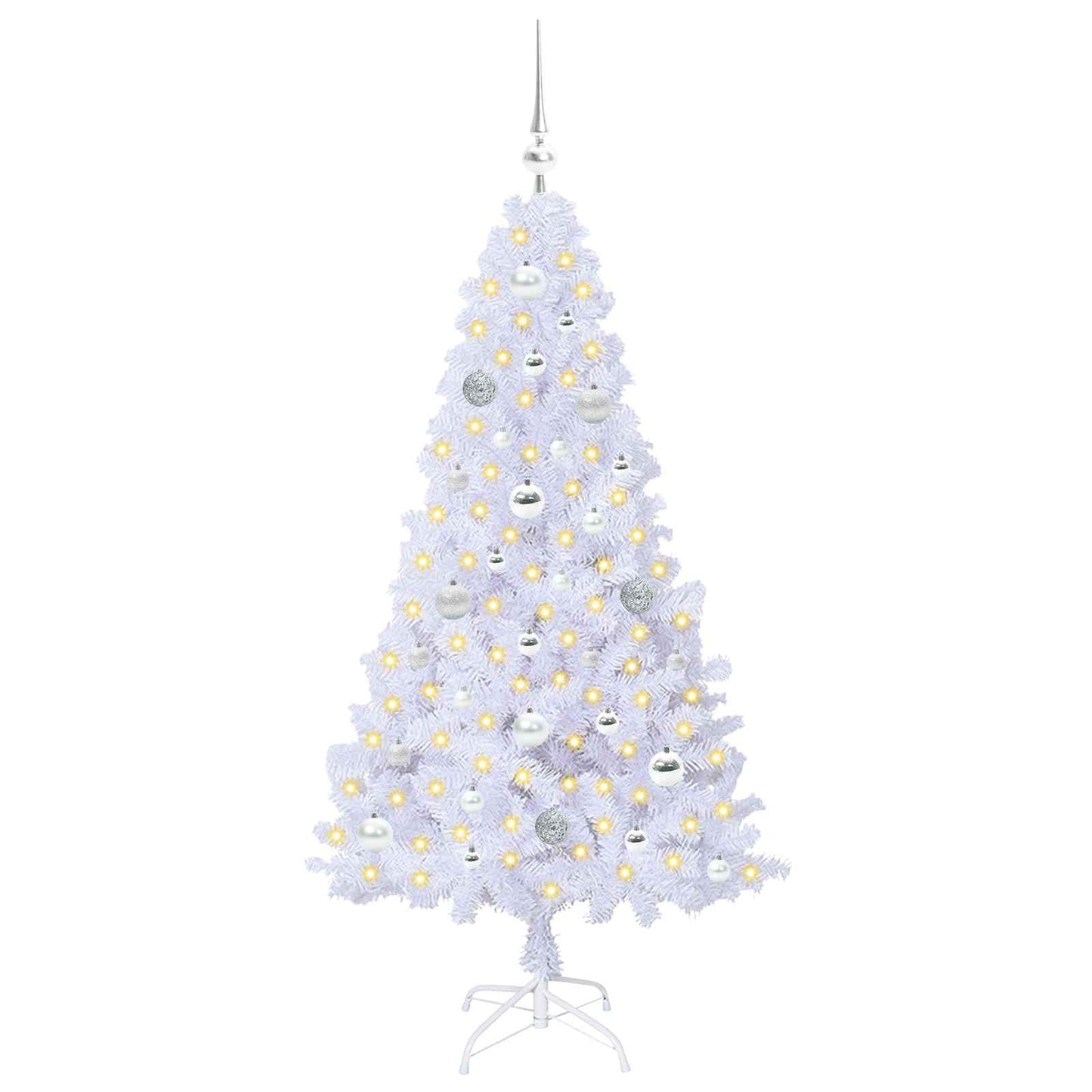 Kunstigt juletræ med 150 LED'er Hvid 150 cm PVC og Stål