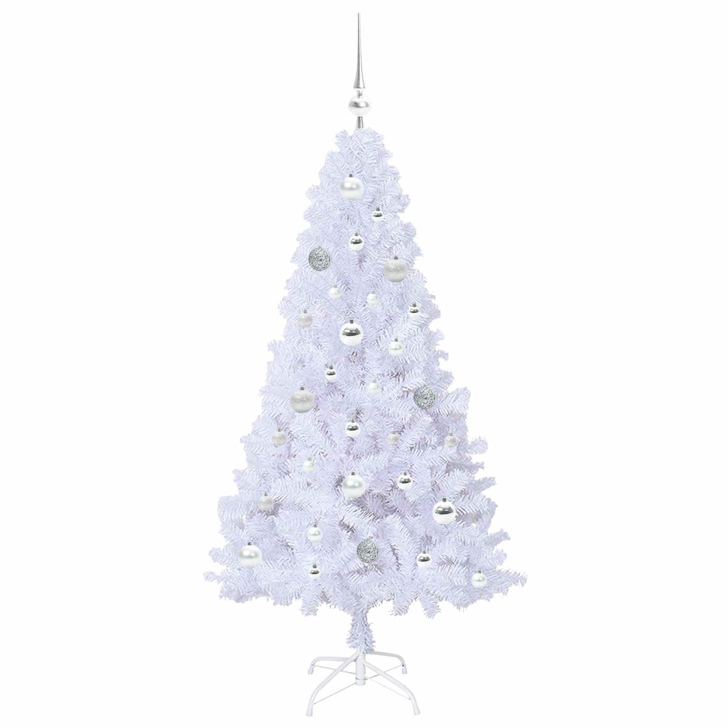 Kunstigt juletræ med 150 LED'er Hvid 150 cm PVC og Stål