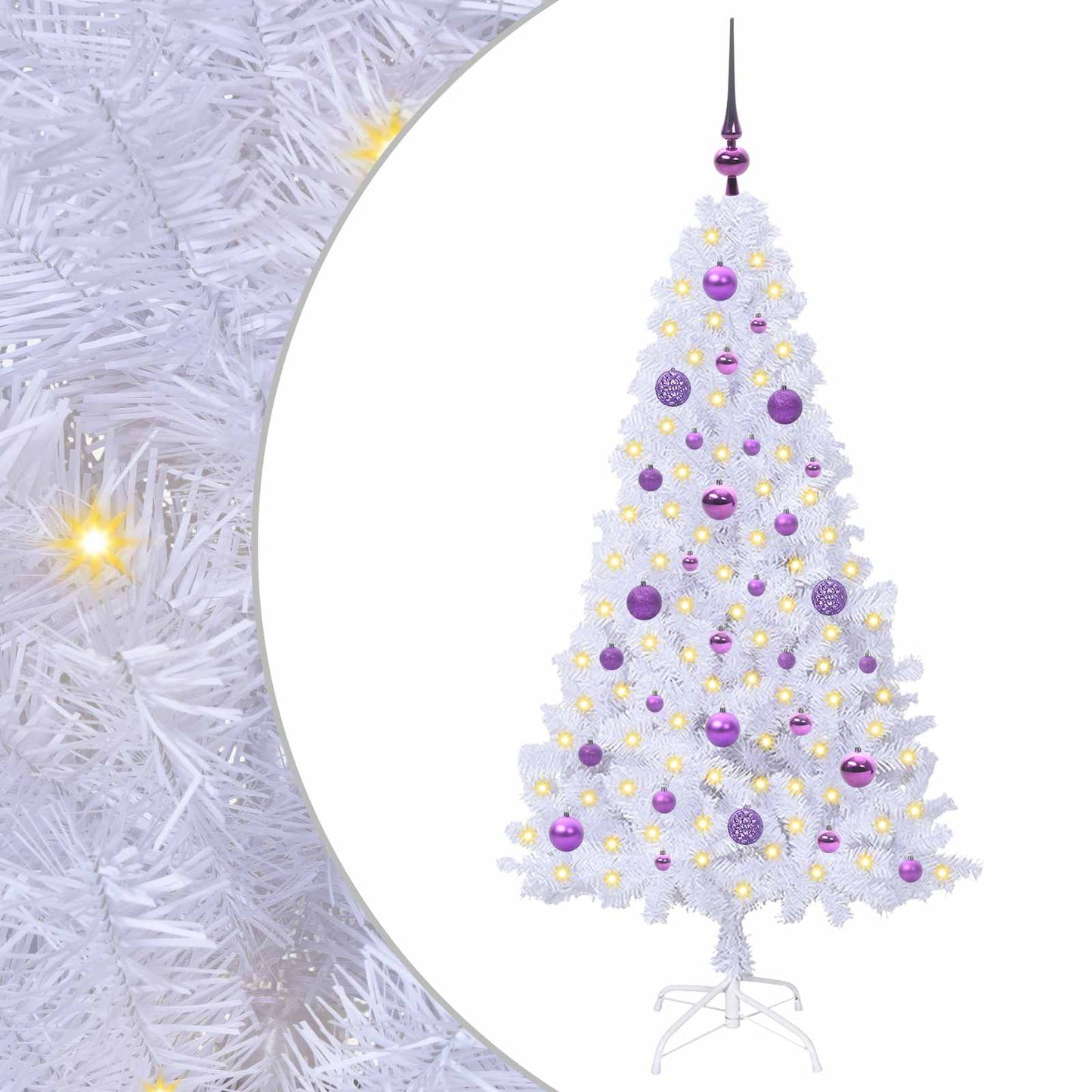 Kunstigt juletræ med 150 LED'er Hvid 150 cm PVC og Stål