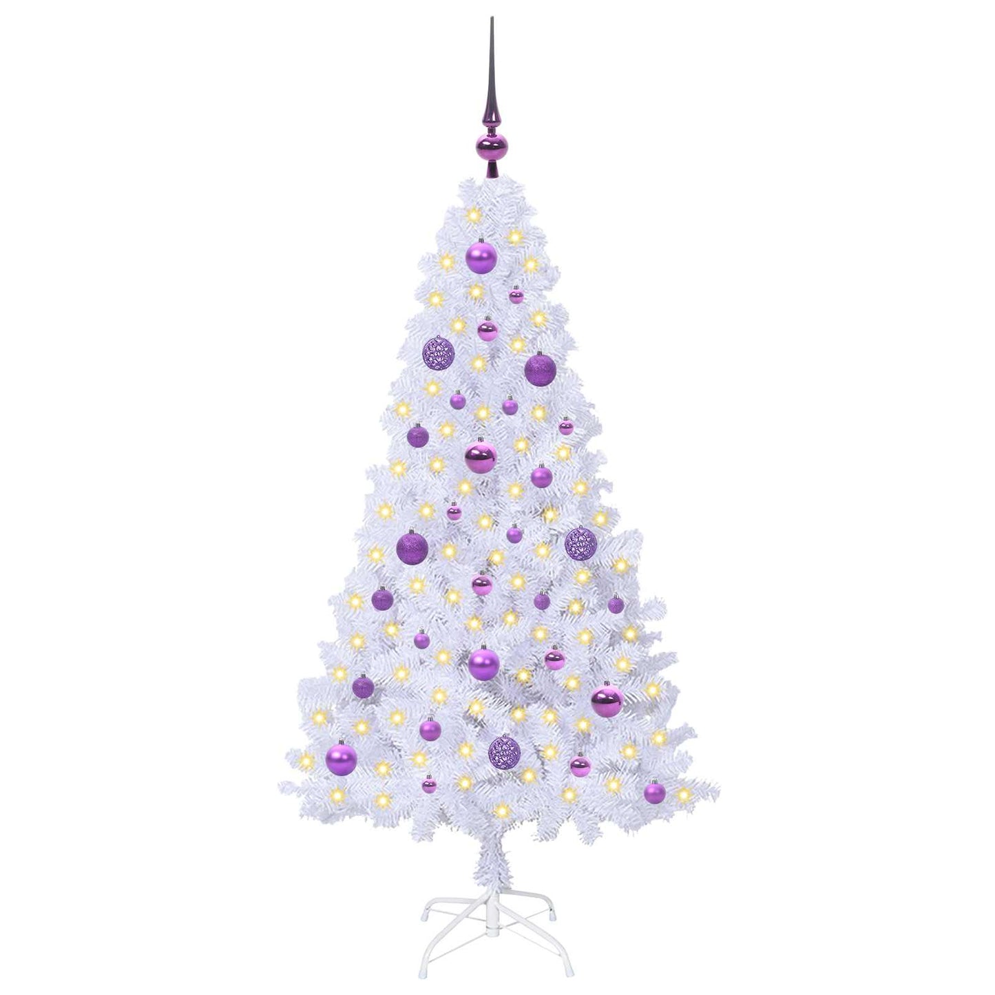 Kunstigt juletræ med 150 LED'er Hvid 150 cm PVC og Stål