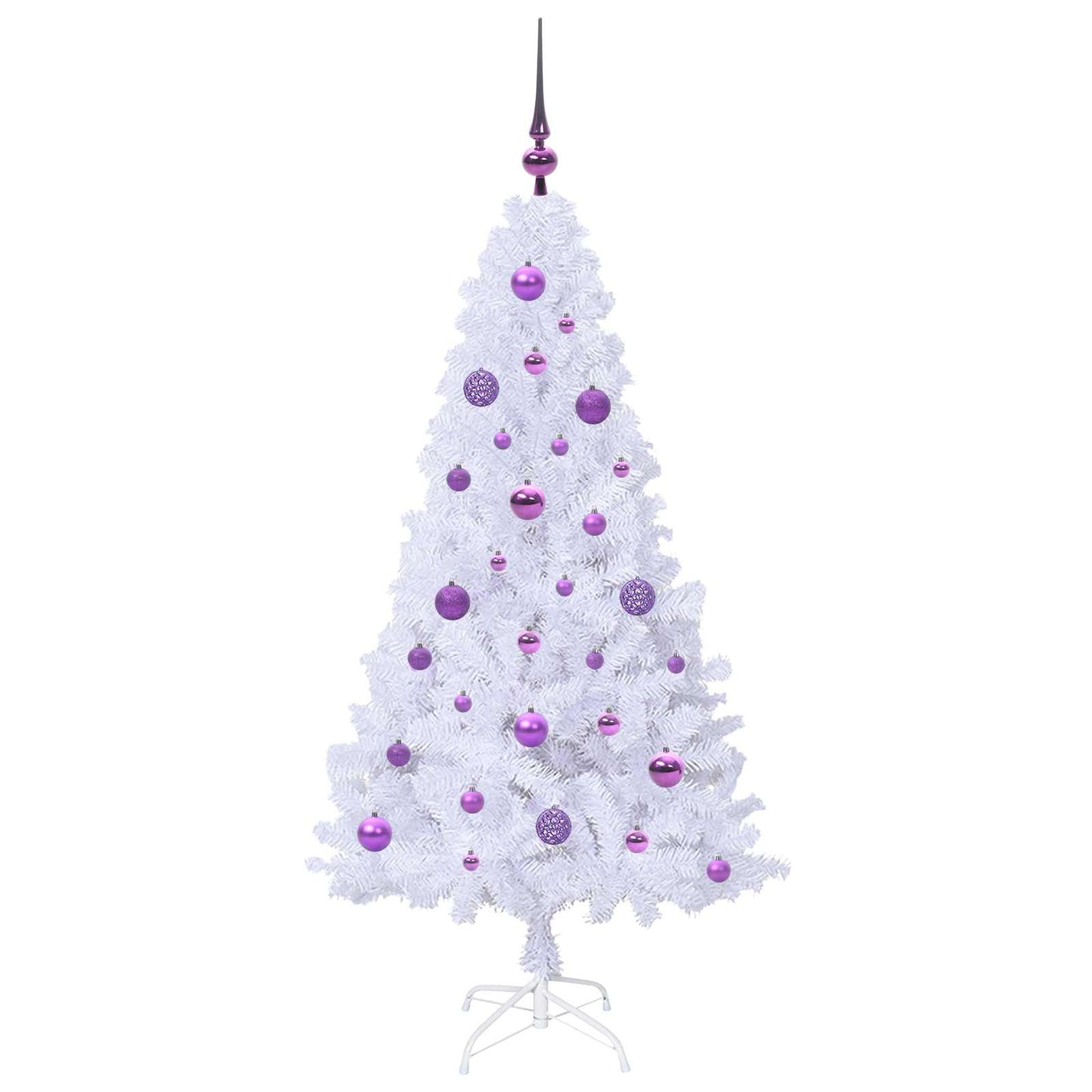 Kunstigt juletræ med 150 LED'er Hvid 150 cm PVC og Stål