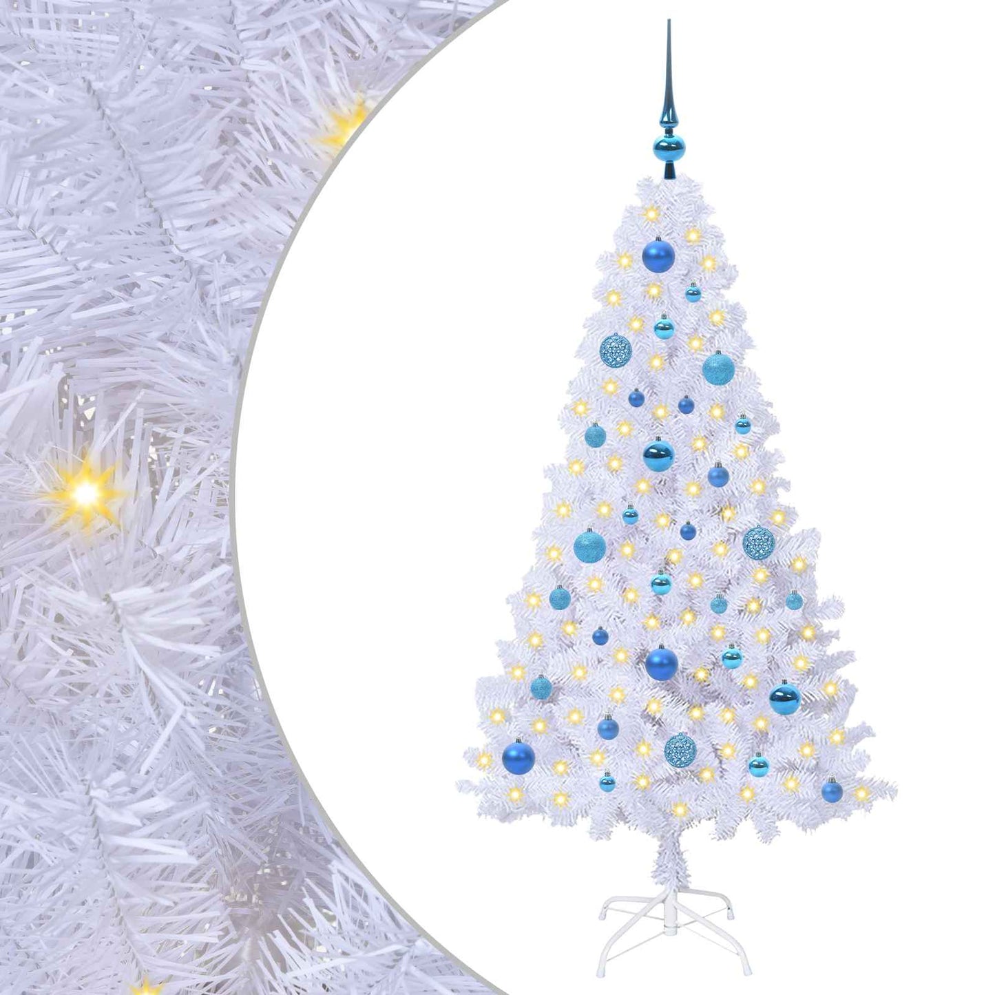 Kunstigt juletræ med 150 LED'er Hvid 150 cm PVC og Stål
