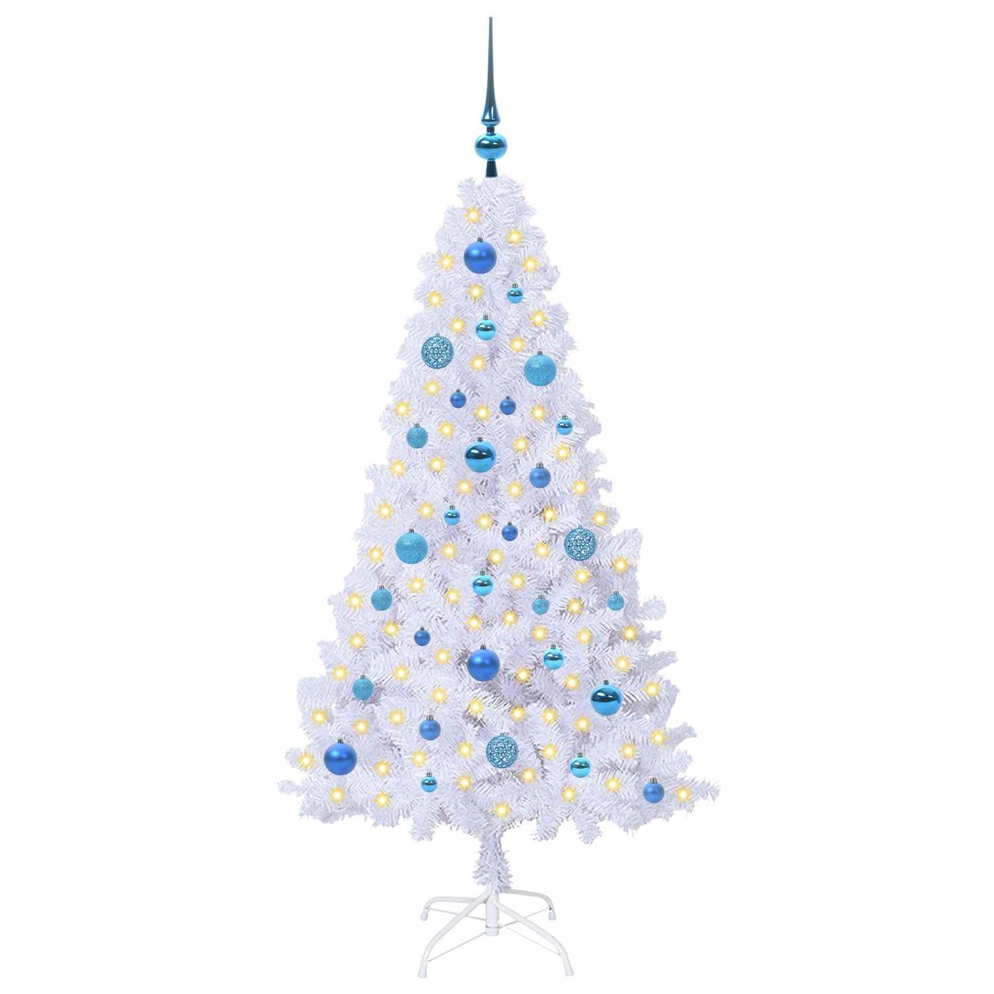 Kunstigt juletræ med 150 LED'er Hvid 150 cm PVC og Stål