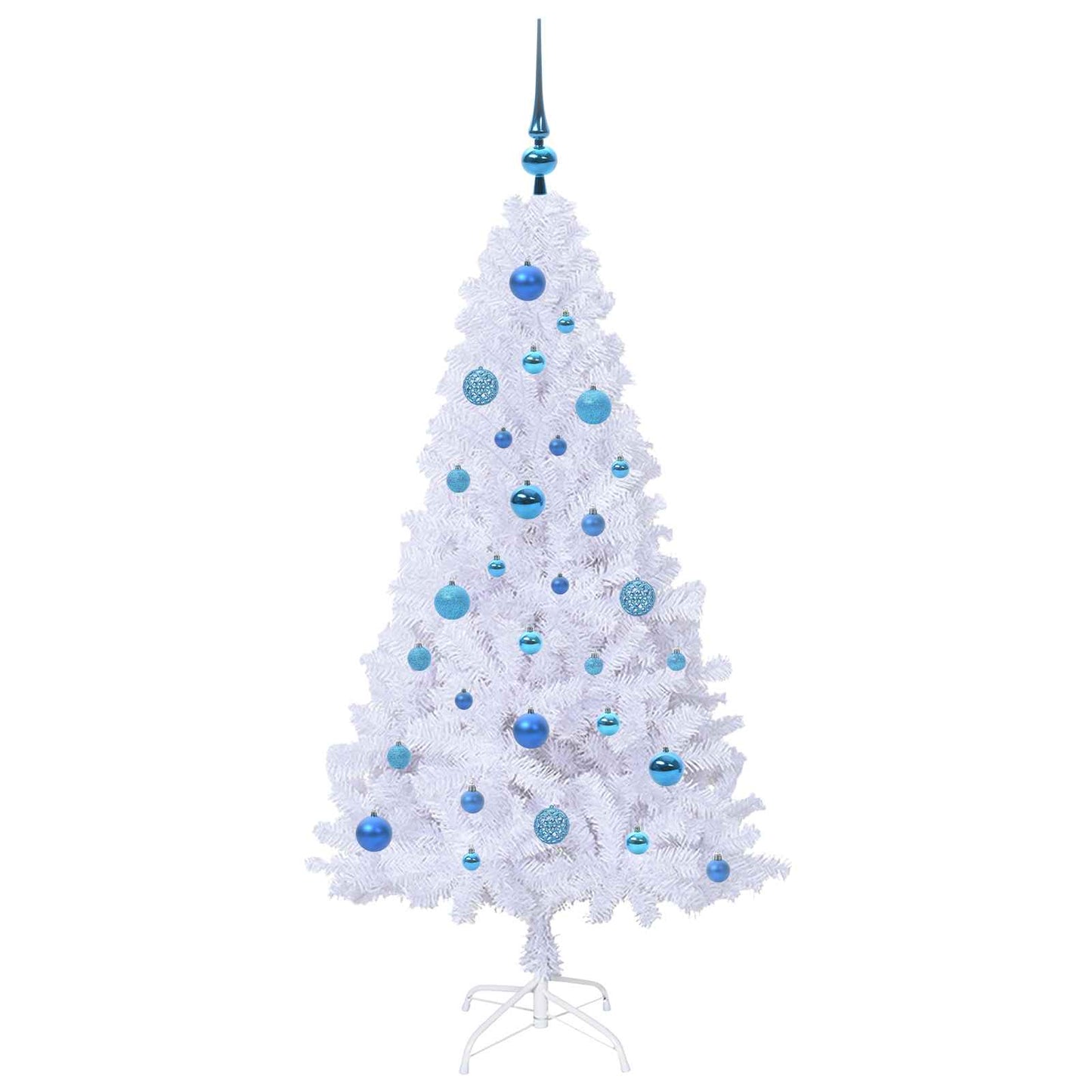 Kunstigt juletræ med 150 LED'er Hvid 150 cm PVC og Stål