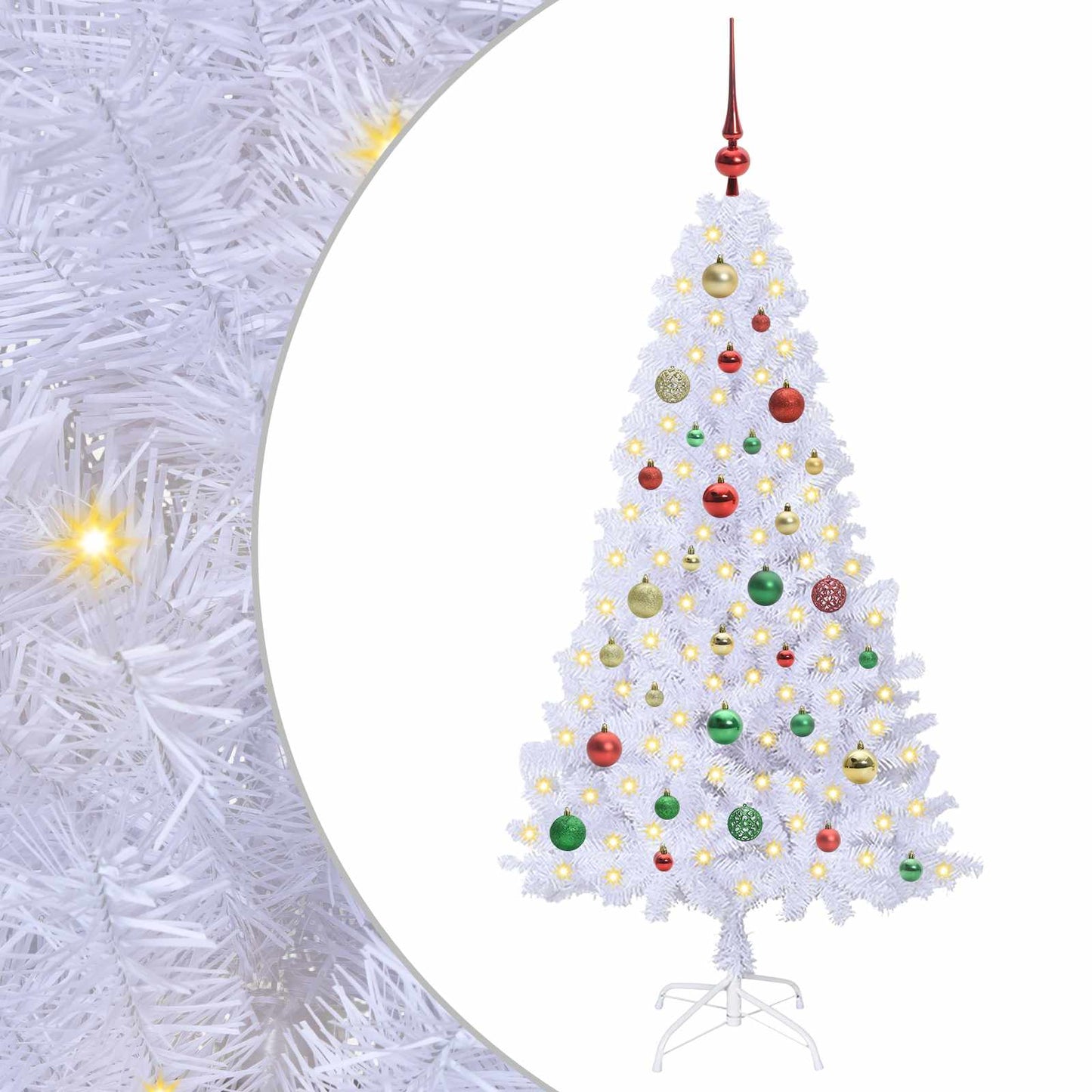 Kunstigt juletræ med 150 LED'er Hvid 150 cm PVC og Stål