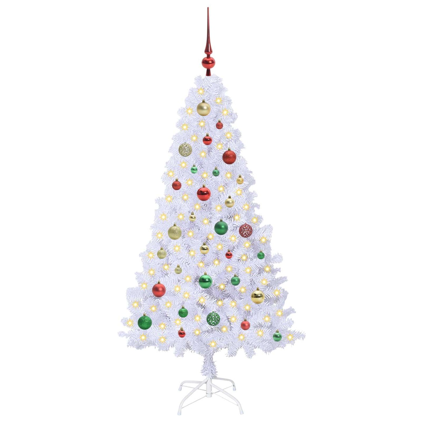 Kunstigt juletræ med 150 LED'er Hvid 150 cm PVC og Stål