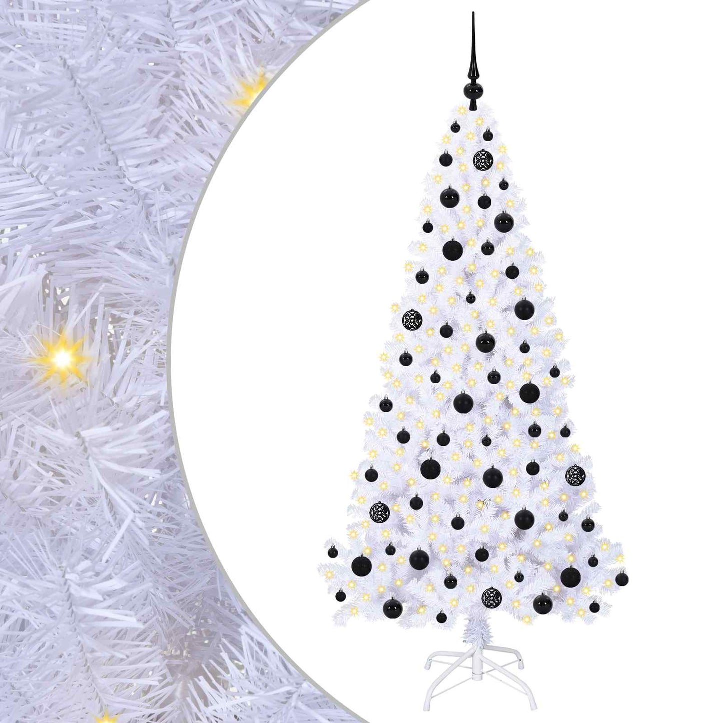 Kunstigt juletræ med 300 LED'er Hvid 180 cm PVC og Stål