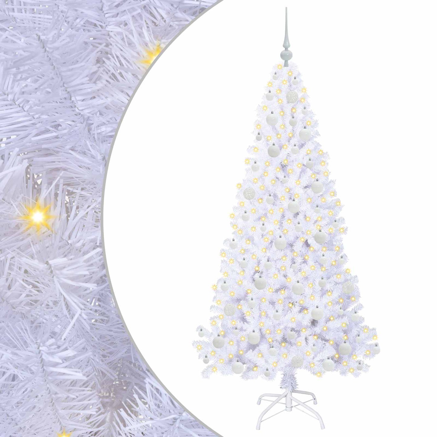 Kunstigt juletræ med 300 LED'er Hvid 180 cm PVC og Stål
